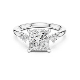 Princess Cut Engagement Ring with Round Side Accents