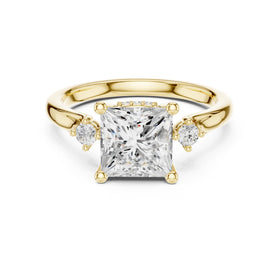 Princess Cut Engagement Ring with Round Side Accents