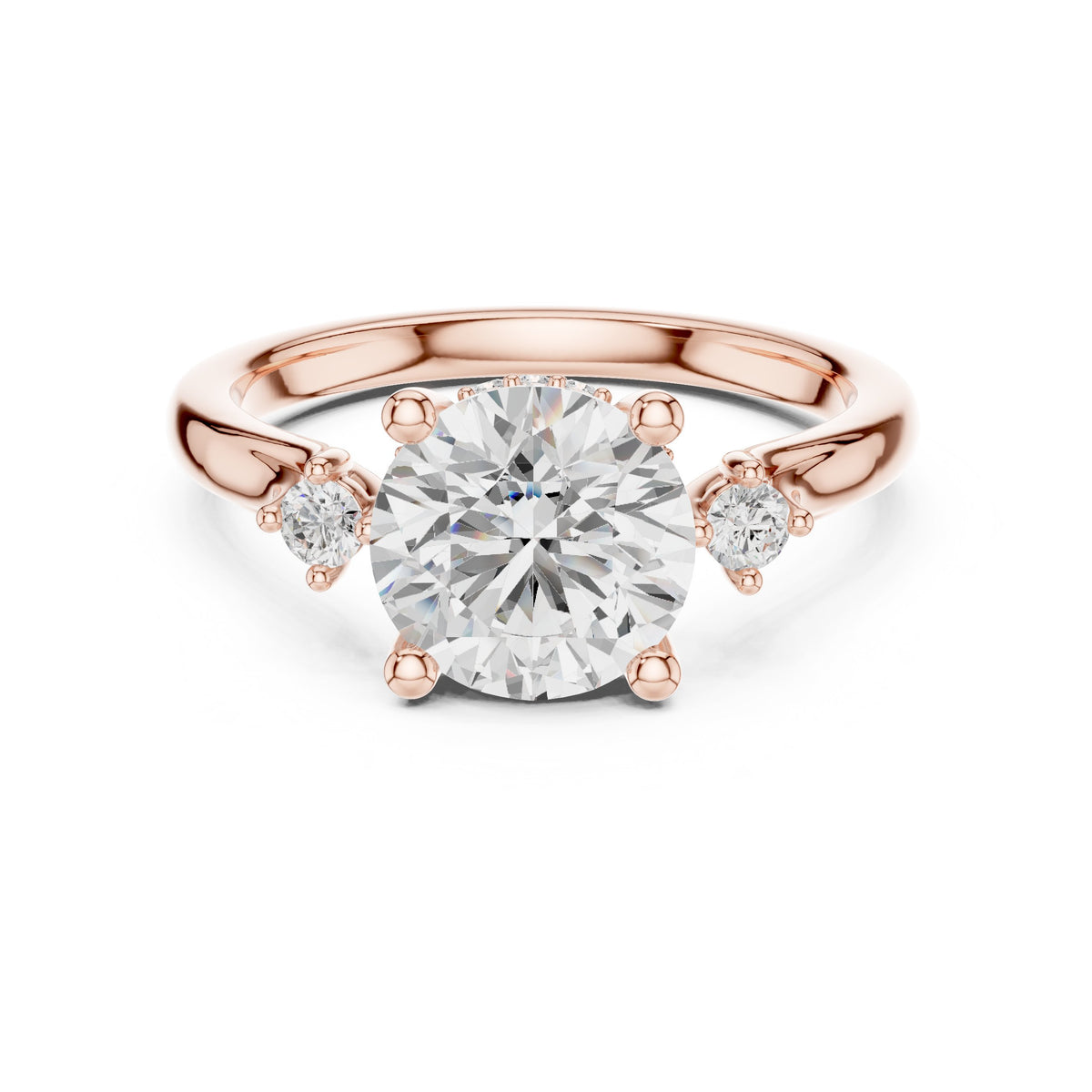 Round Diamond Engagement Ring with Round Side Accents
