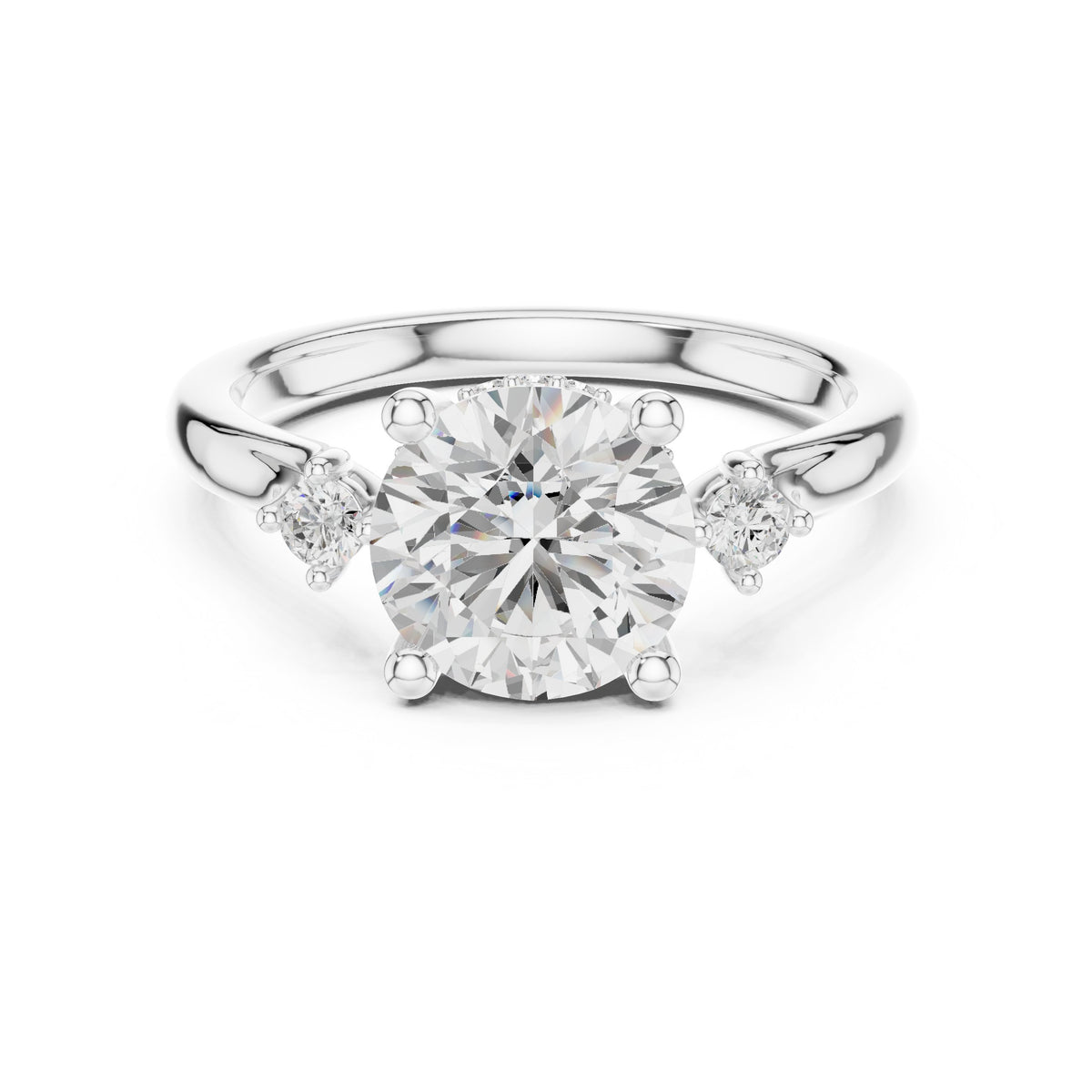 Round Diamond Engagement Ring with Round Side Accents
