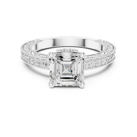 Asscher Cut Hidden Halo Engagement Ring
