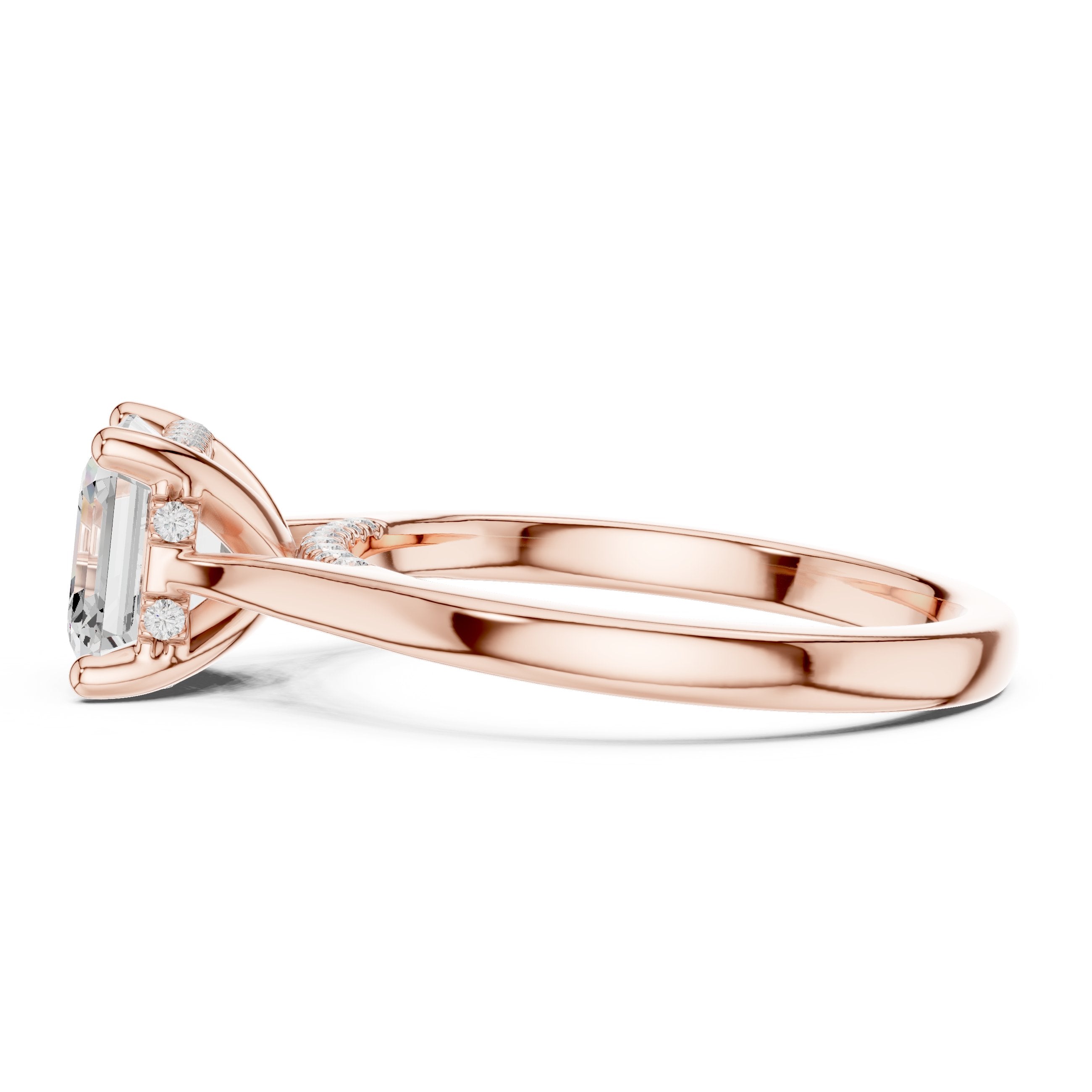 Asscher Cut Engagement Ring with Hidden Halo Accents in Rose Gold - VYKA Diamonds