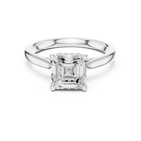 Asscher Cut Engagement Ring with Hidden Halo Accents