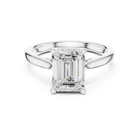 Emerald Cut Hidden Halo Solitaire Engagement Ring