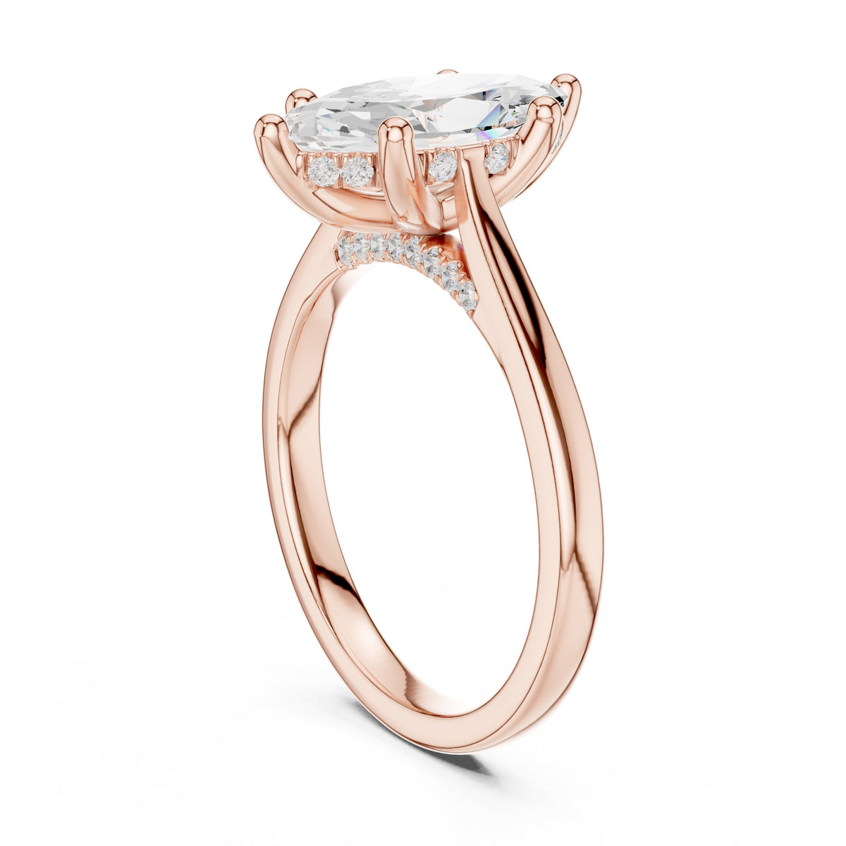 Marquise Cut Six Prong Cathedral Solitaire Engagement Ring