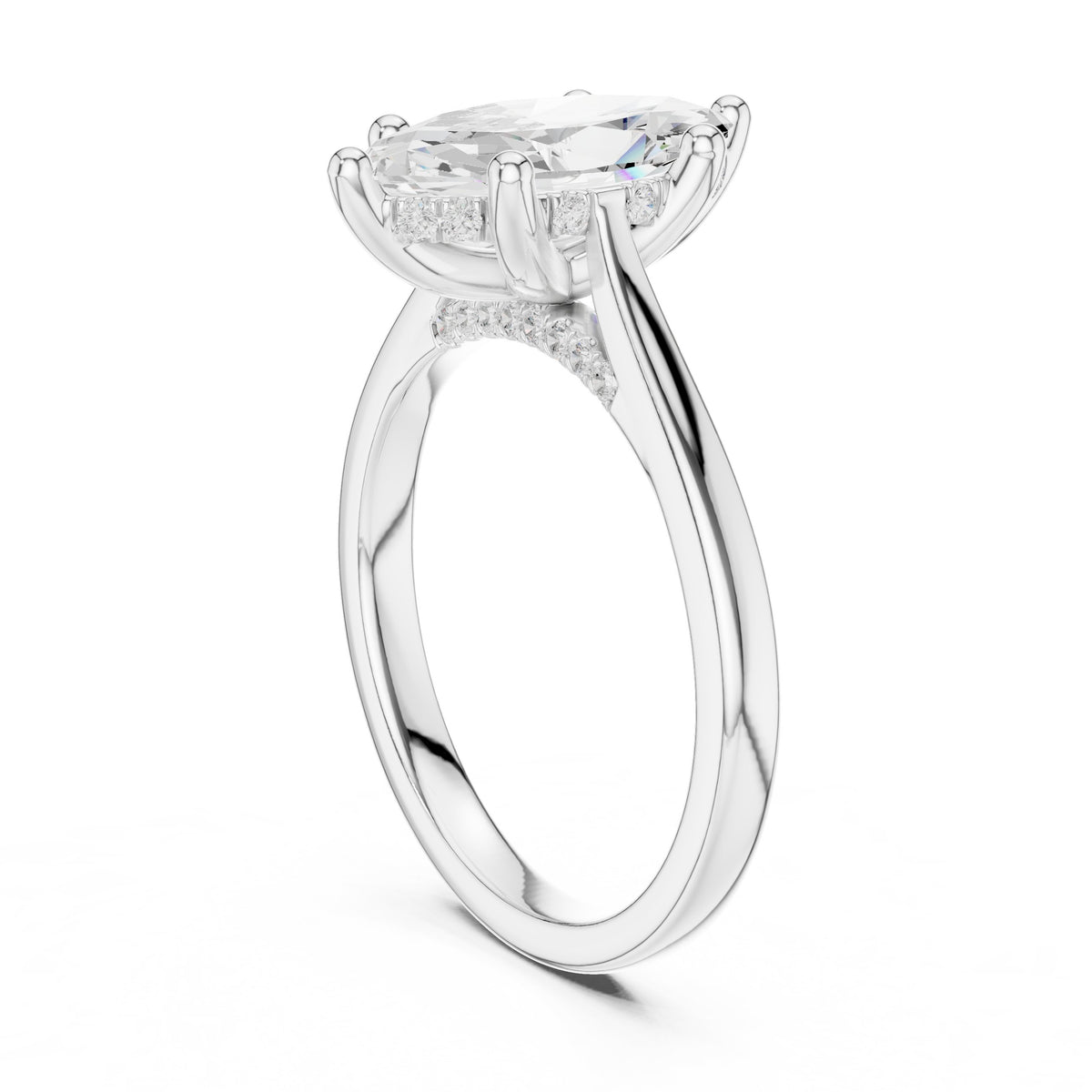 Marquise Cut Six Prong Cathedral Solitaire Engagement Ring