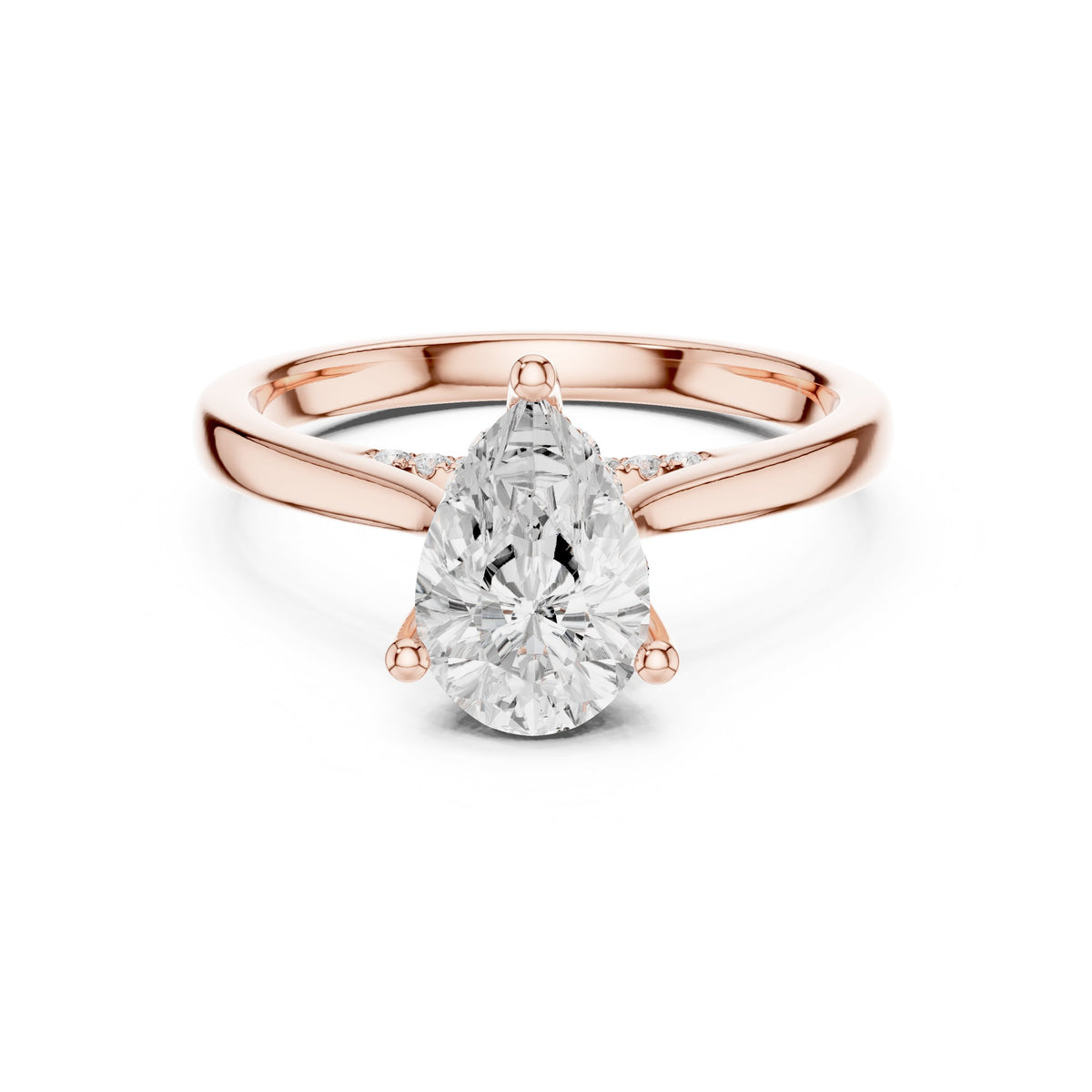 Pear Diamond Engagement Ring with Pavé Side Accents on Twisted Shank