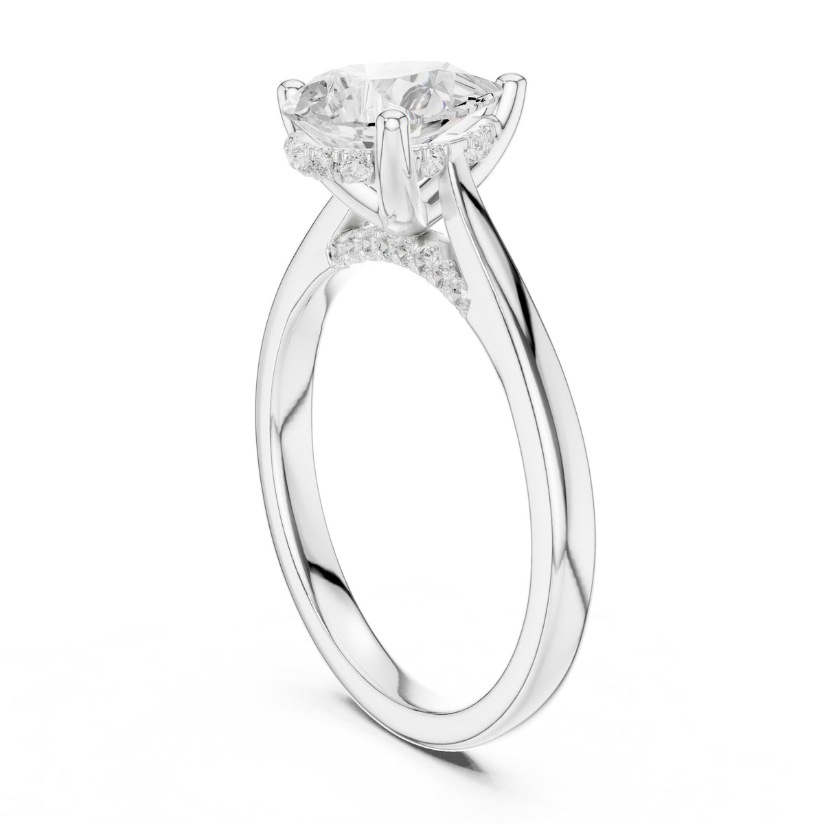Pear Diamond Engagement Ring with Pavé Side Accents on Twisted Shank