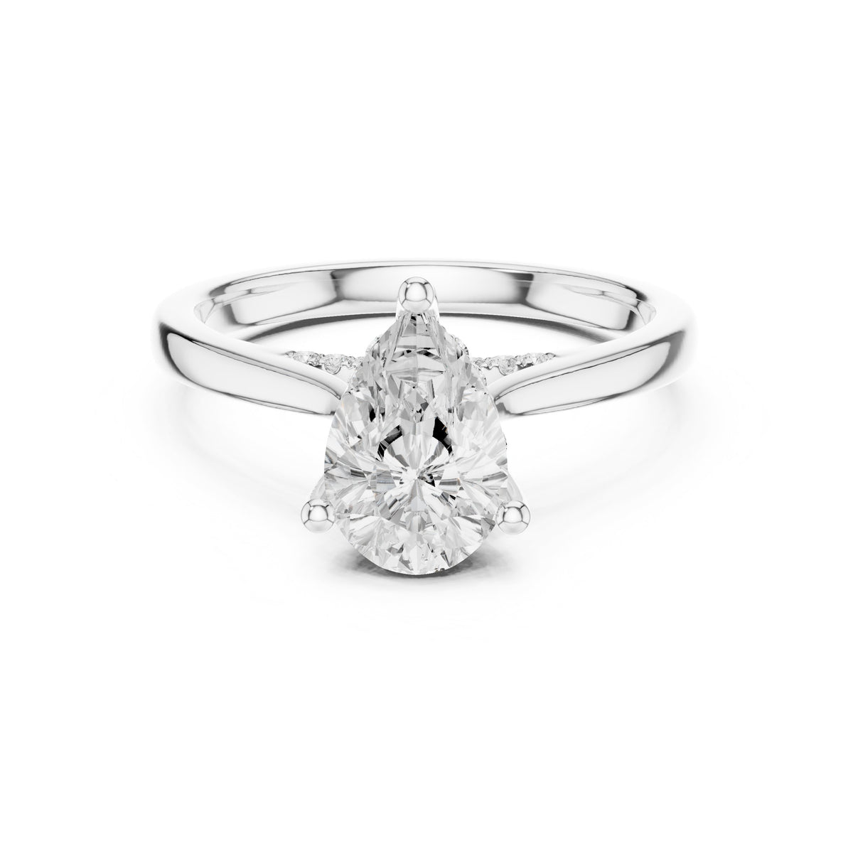 Pear Diamond Engagement Ring with Pavé Side Accents on Twisted Shank