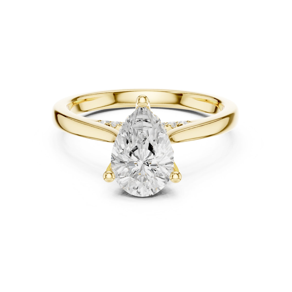 Pear Diamond Engagement Ring with Pavé Side Accents on Twisted Shank