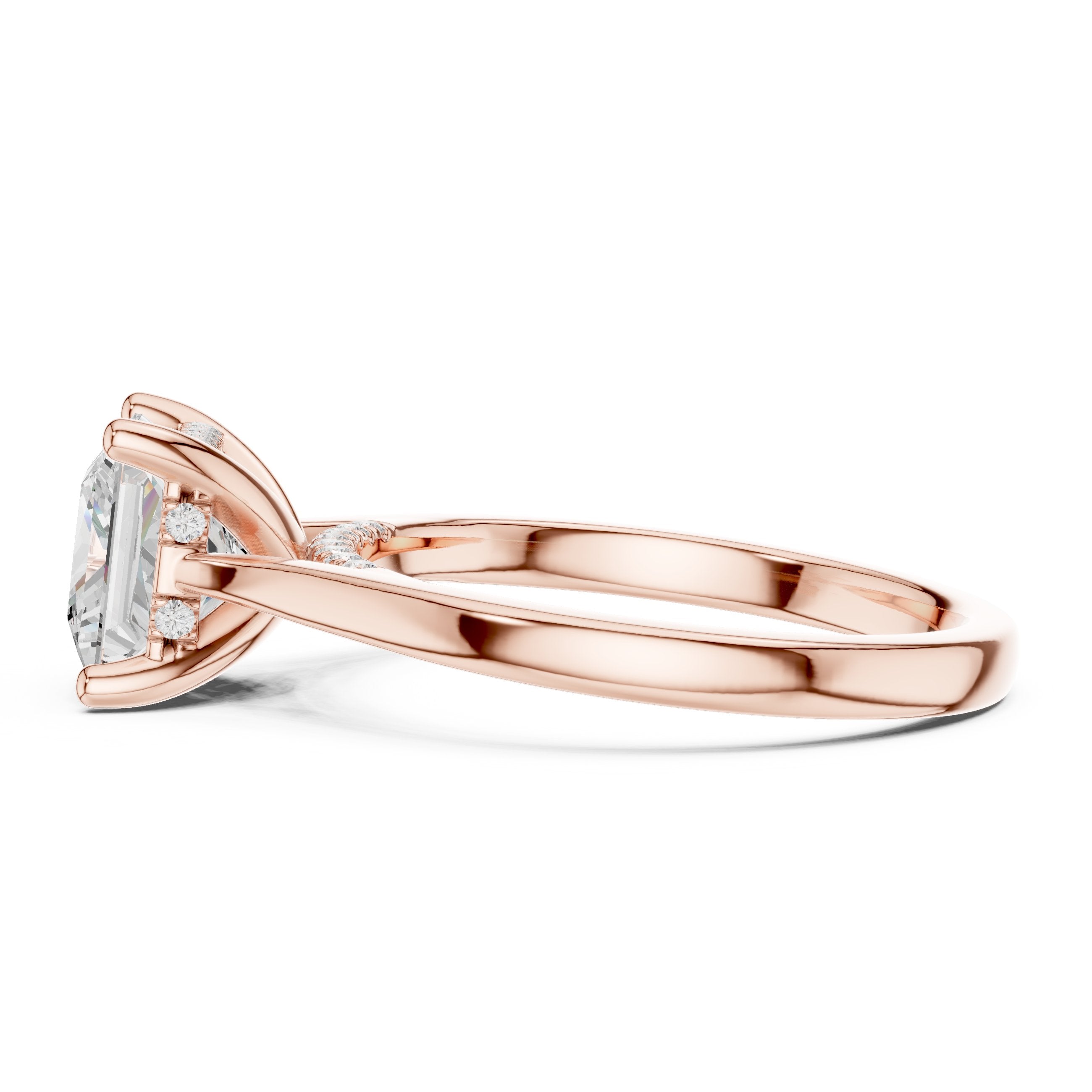 Princess Cut Hidden Halo Solitaire Engagement Ring in Rose Gold - VYKA Diamonds
