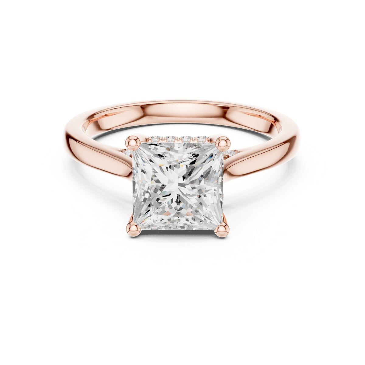 Princess Cut Hidden Halo Solitaire Engagement Ring