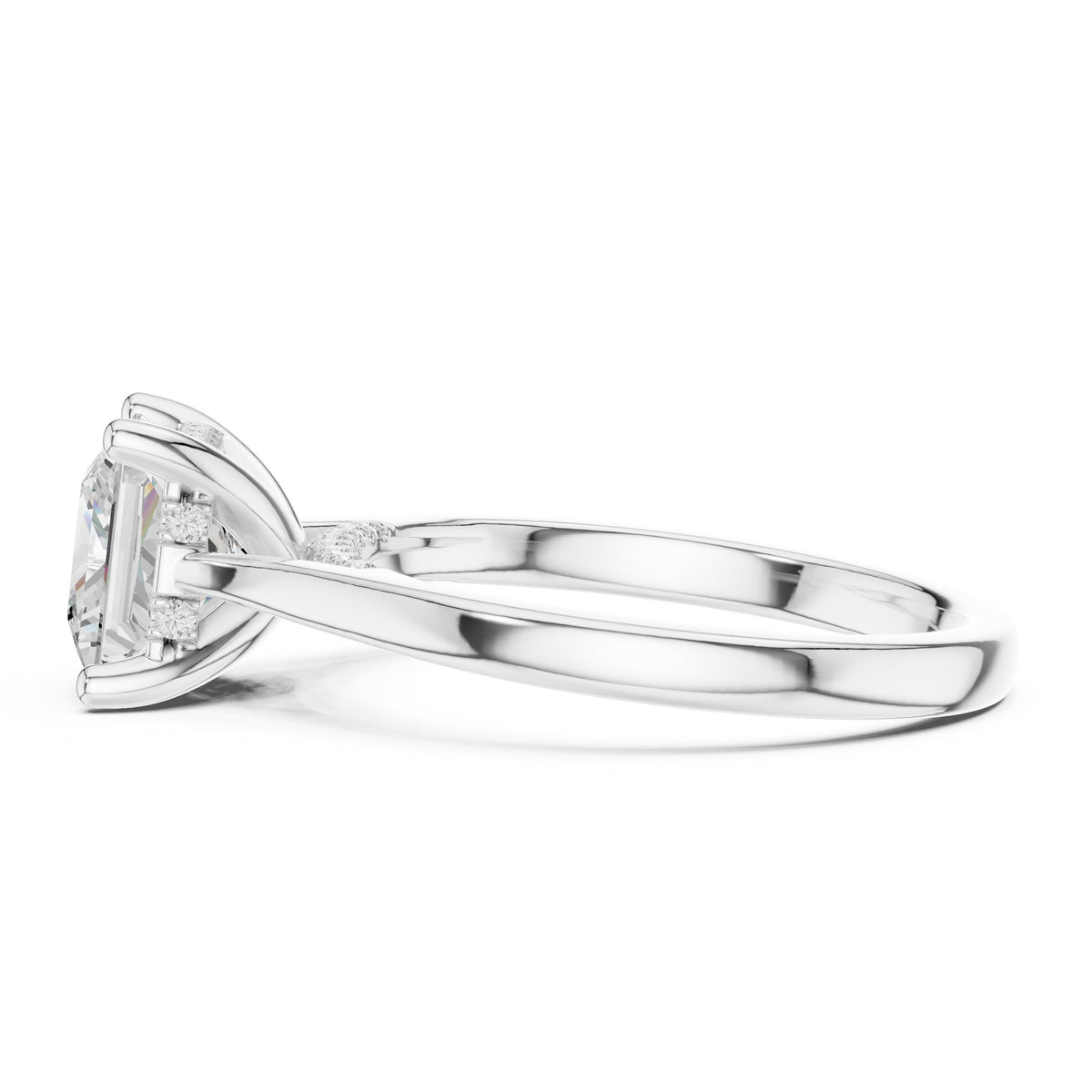 Princess Cut Hidden Halo Solitaire Engagement Ring