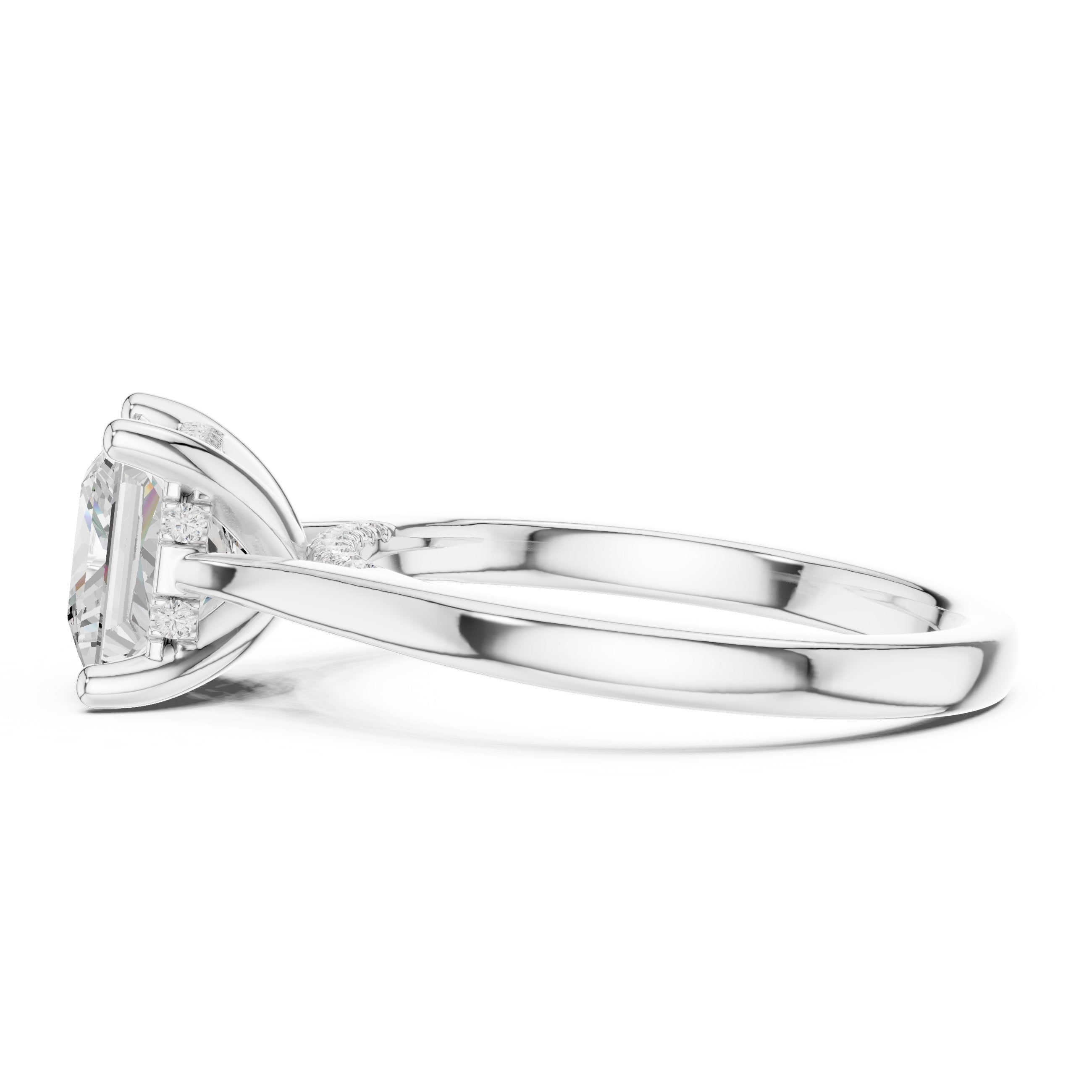 Princess Cut Hidden Halo Solitaire Engagement Ring in White Gold - VYKA Diamonds