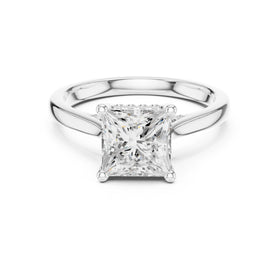 Princess Cut Hidden Halo Solitaire Engagement Ring