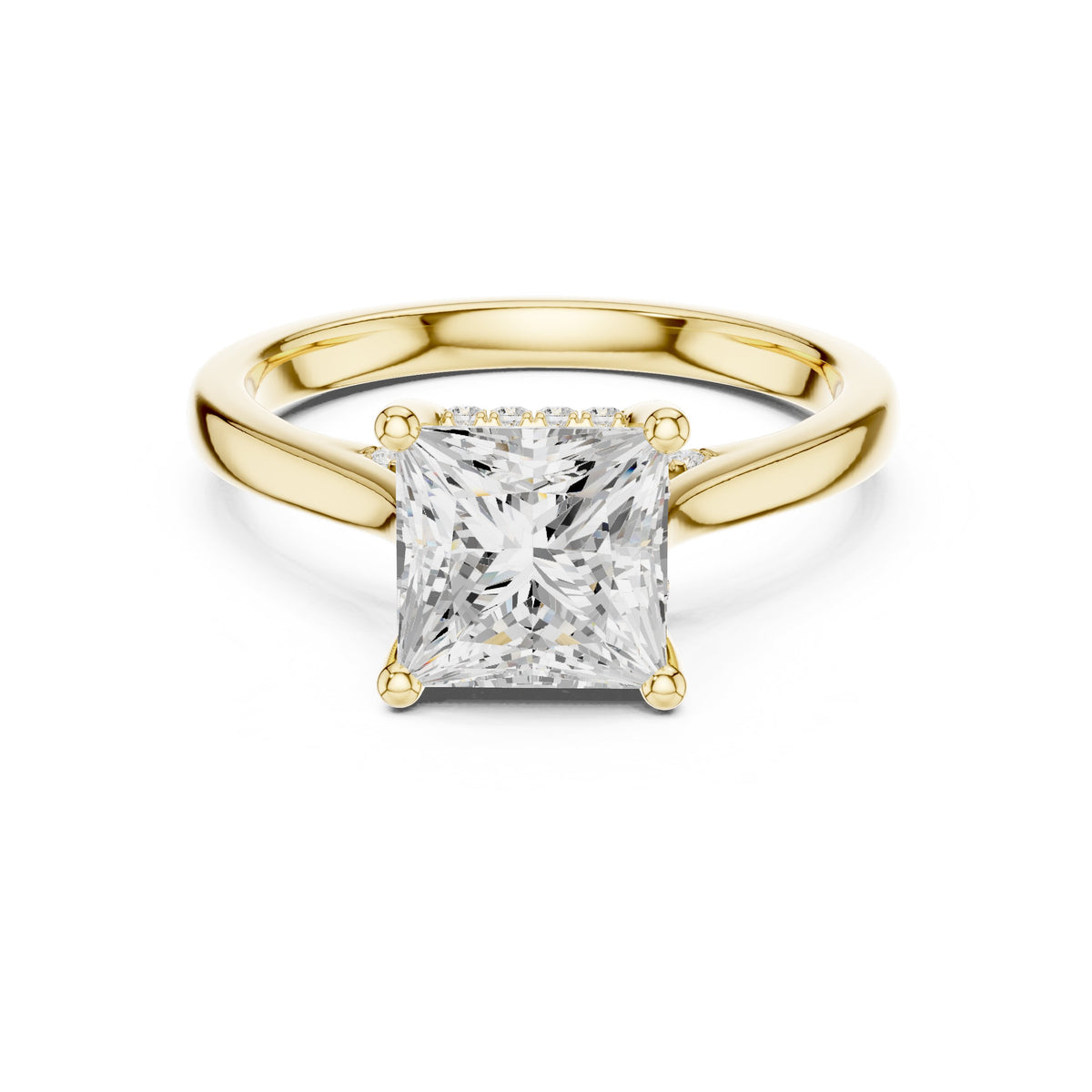 Princess Cut Hidden Halo Solitaire Engagement Ring