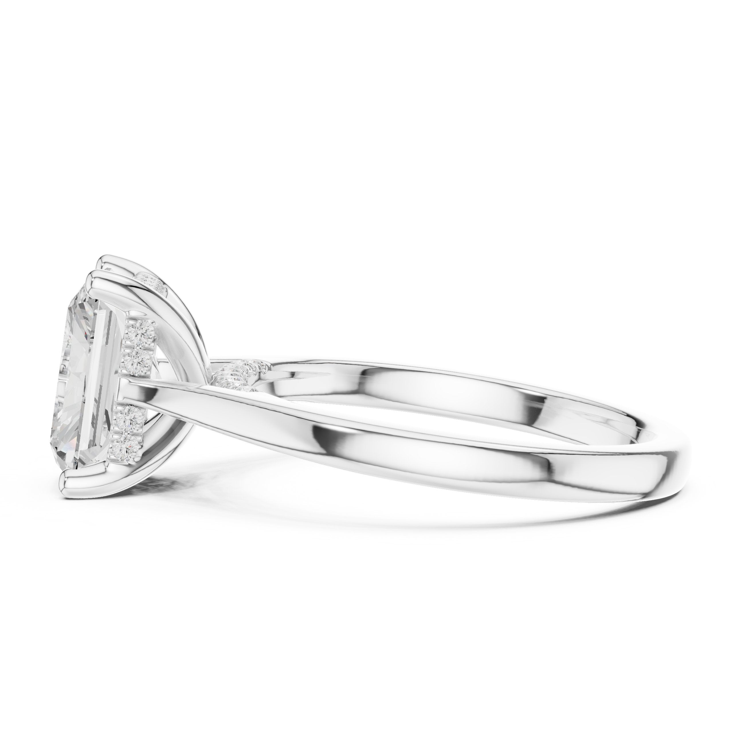 Radiant Cut Solitaire Engagement Ring with Cathedral Band in White Gold - VYKA Diamonds
