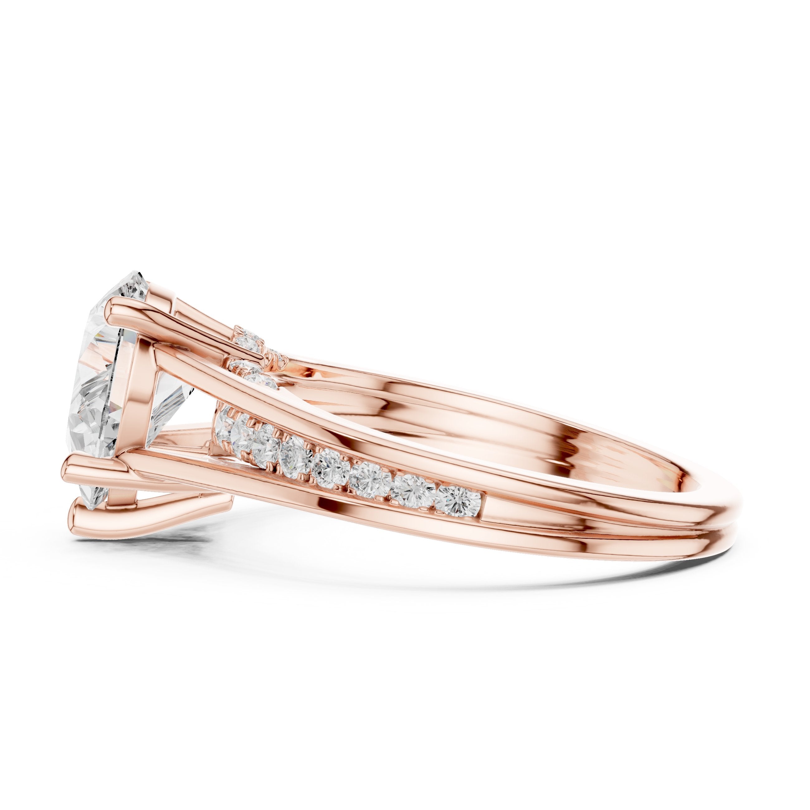 Pear Diamond Engagement Ring with Pavé Band in Rose Gold - VYKA Diamonds