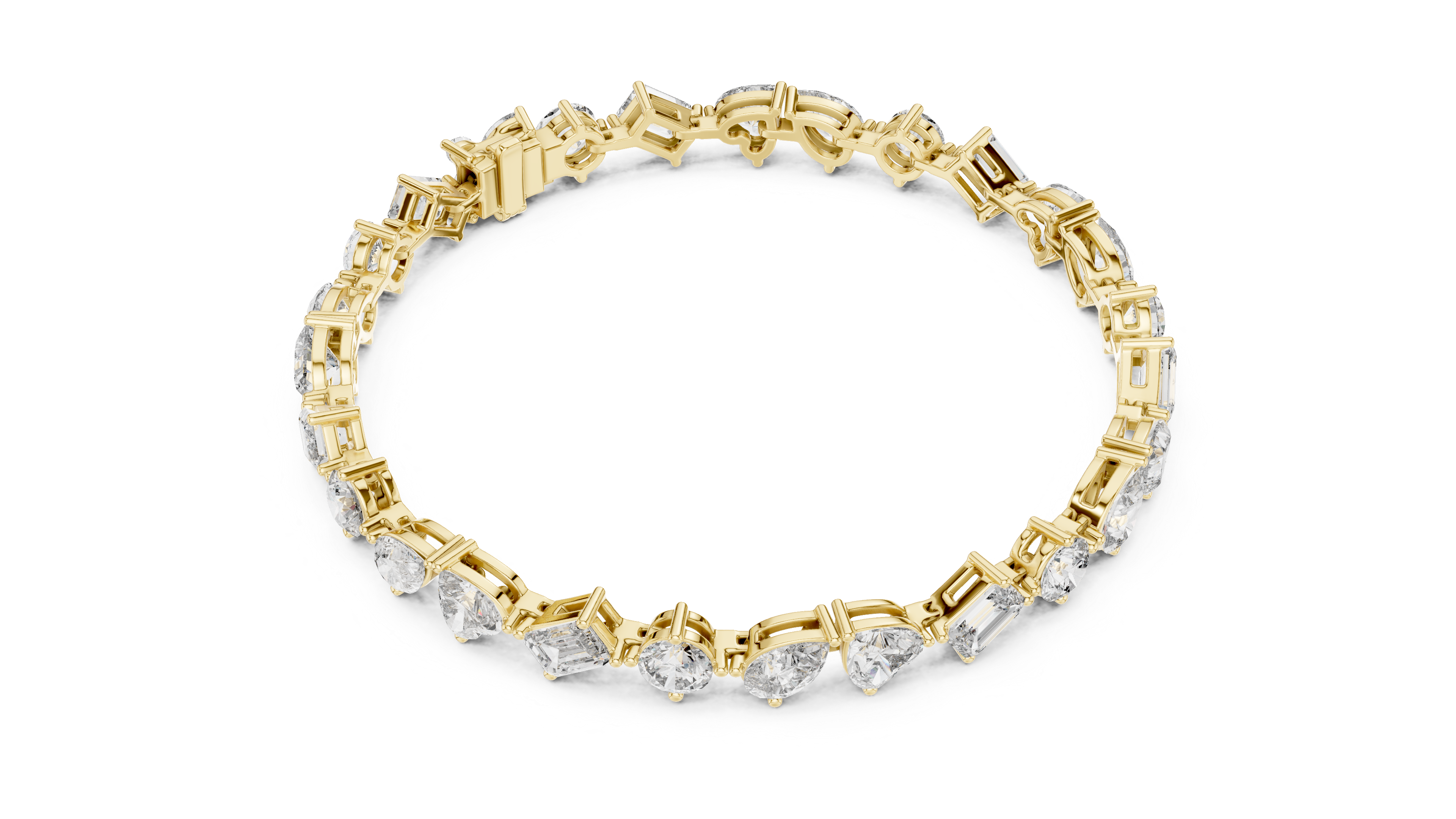 Solitaire Drop Chain Bracelet in Yellow Gold - View 2