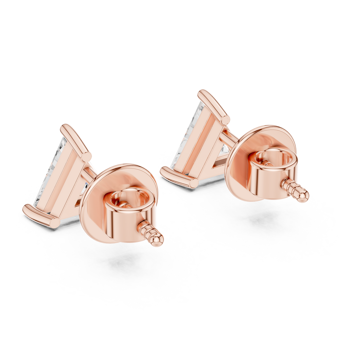 أقراط ألماس تريليون سوليتير in Rose Gold - VYKA Diamonds