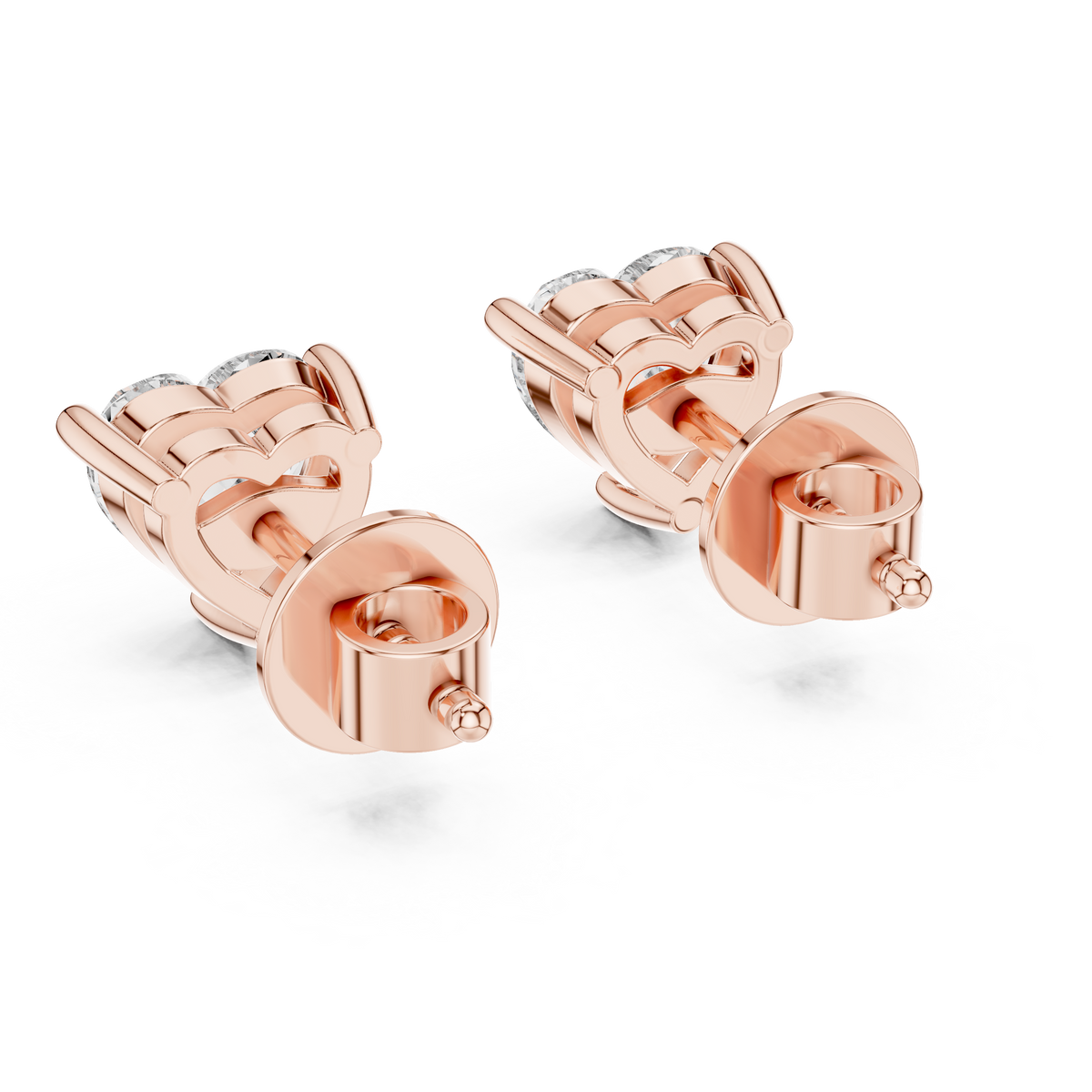 أقراط ألماس سوليتير على شكل قلب in Rose Gold - VYKA Diamonds