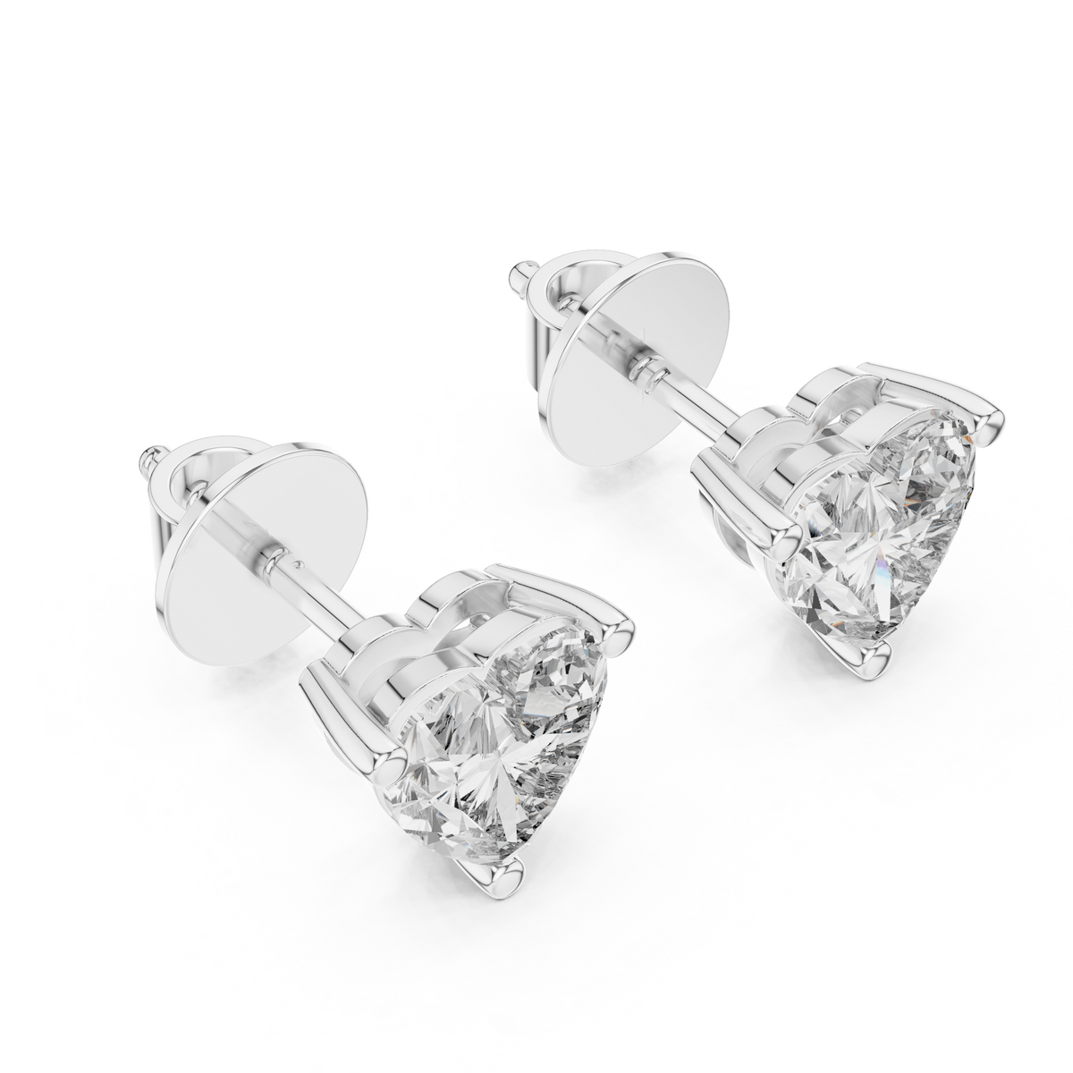 أقراط ألماس سوليتير على شكل قلب in White Gold - VYKA Diamonds