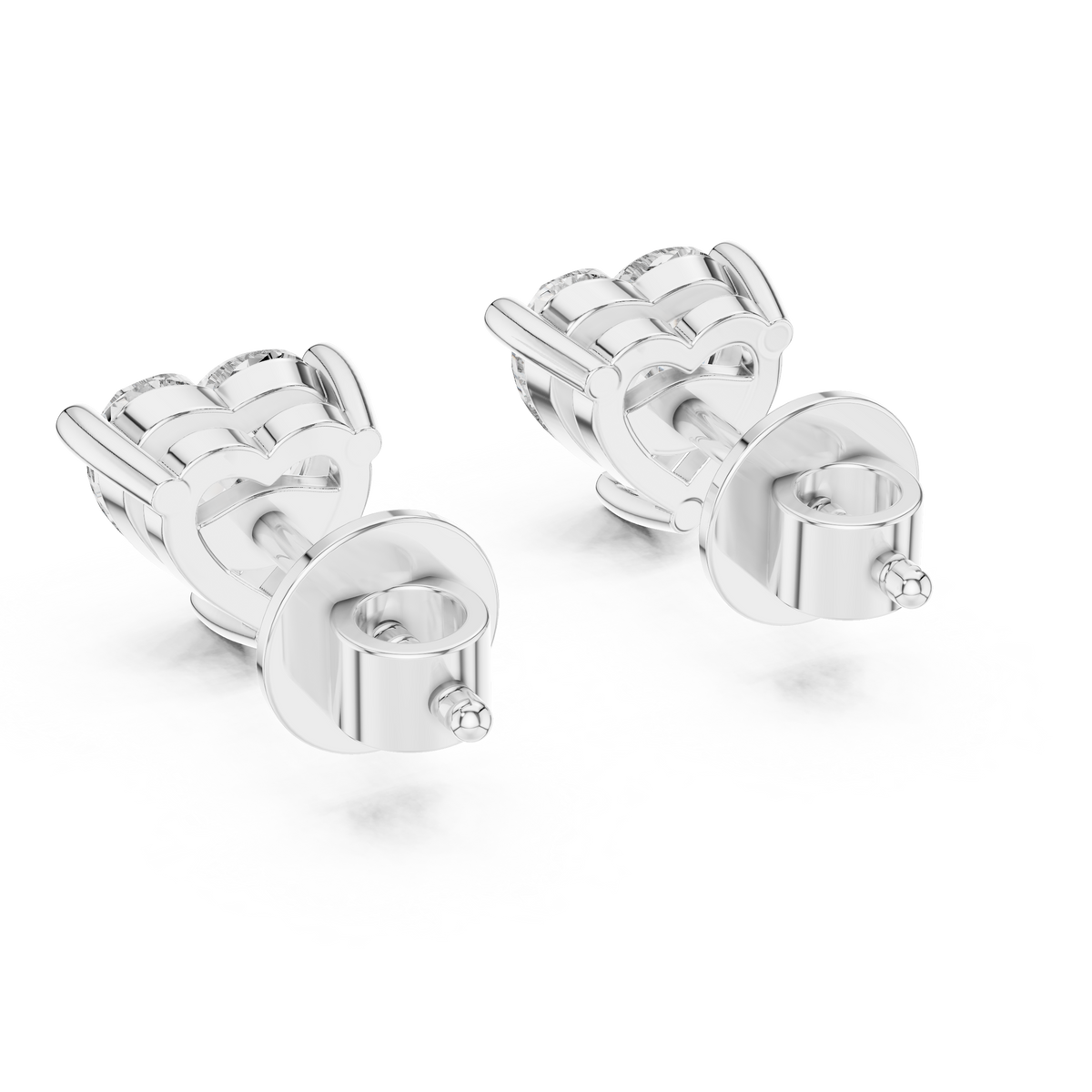 أقراط ألماس سوليتير على شكل قلب in White Gold - VYKA Diamonds