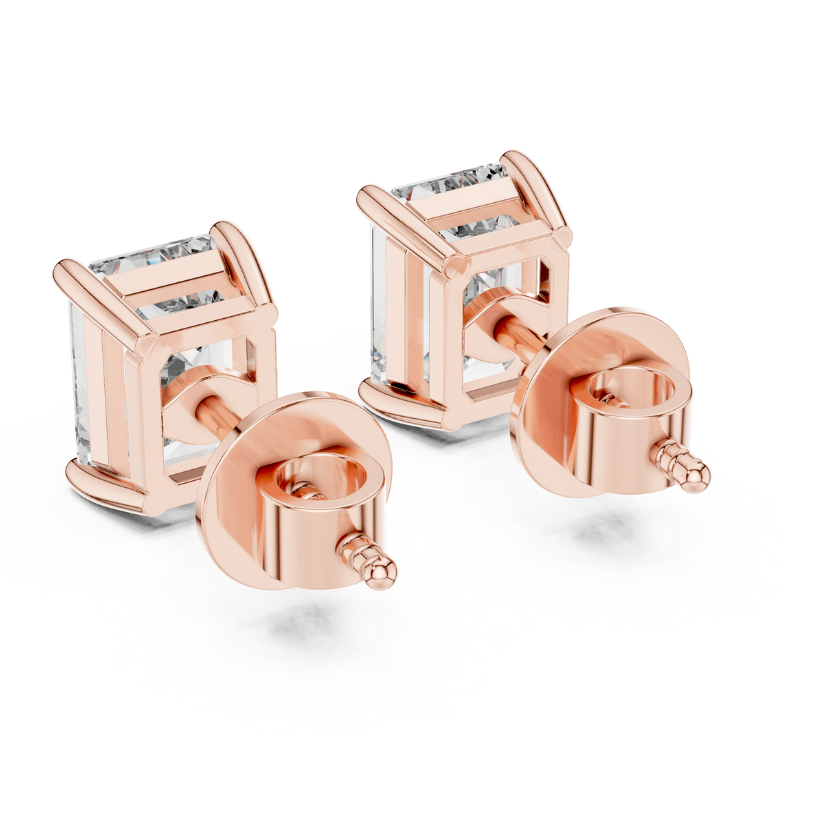 أقراط ألماس إمرلد سوليتير in Rose Gold - VYKA Diamonds