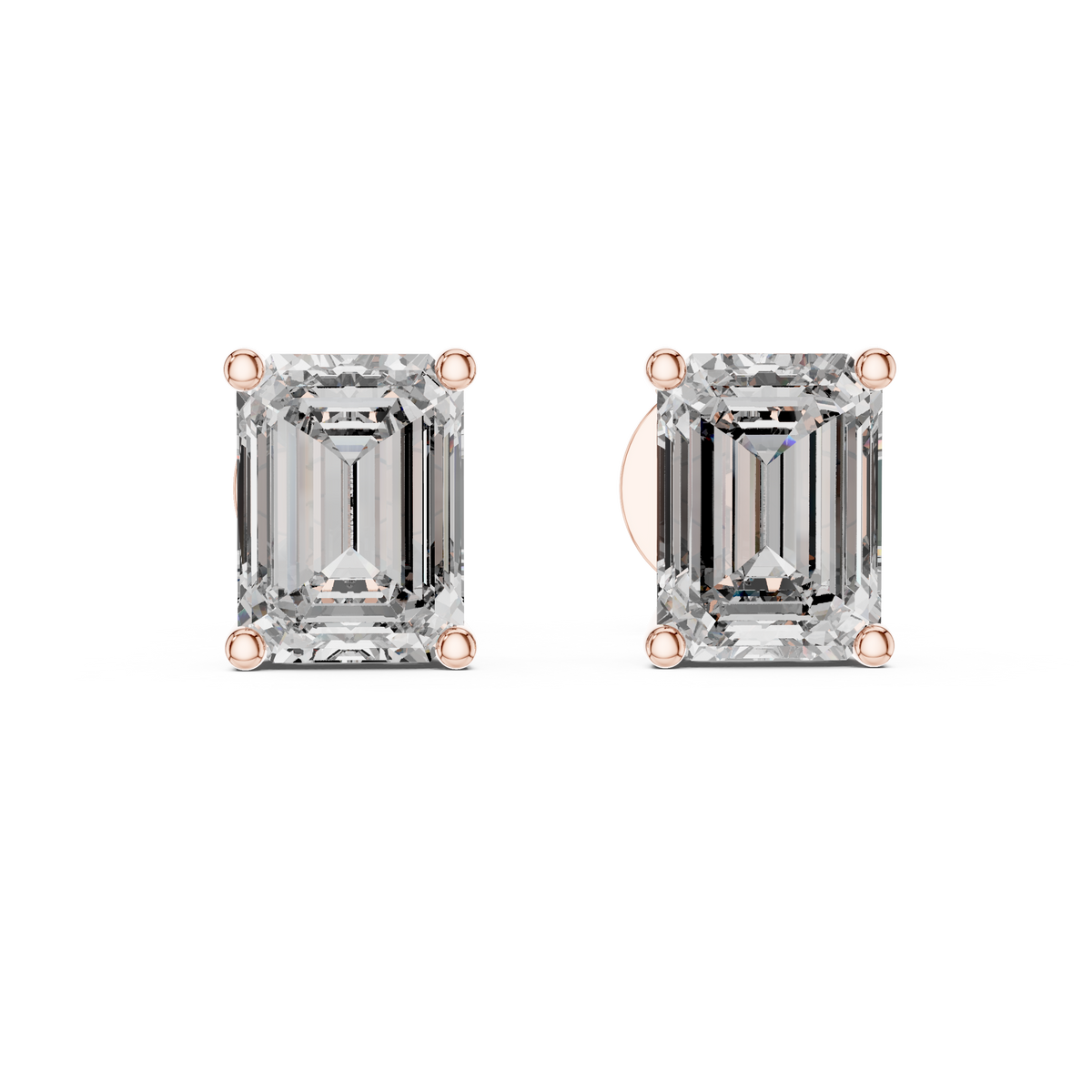 Emerald Cut Solitaire Diamond Stud Earrings