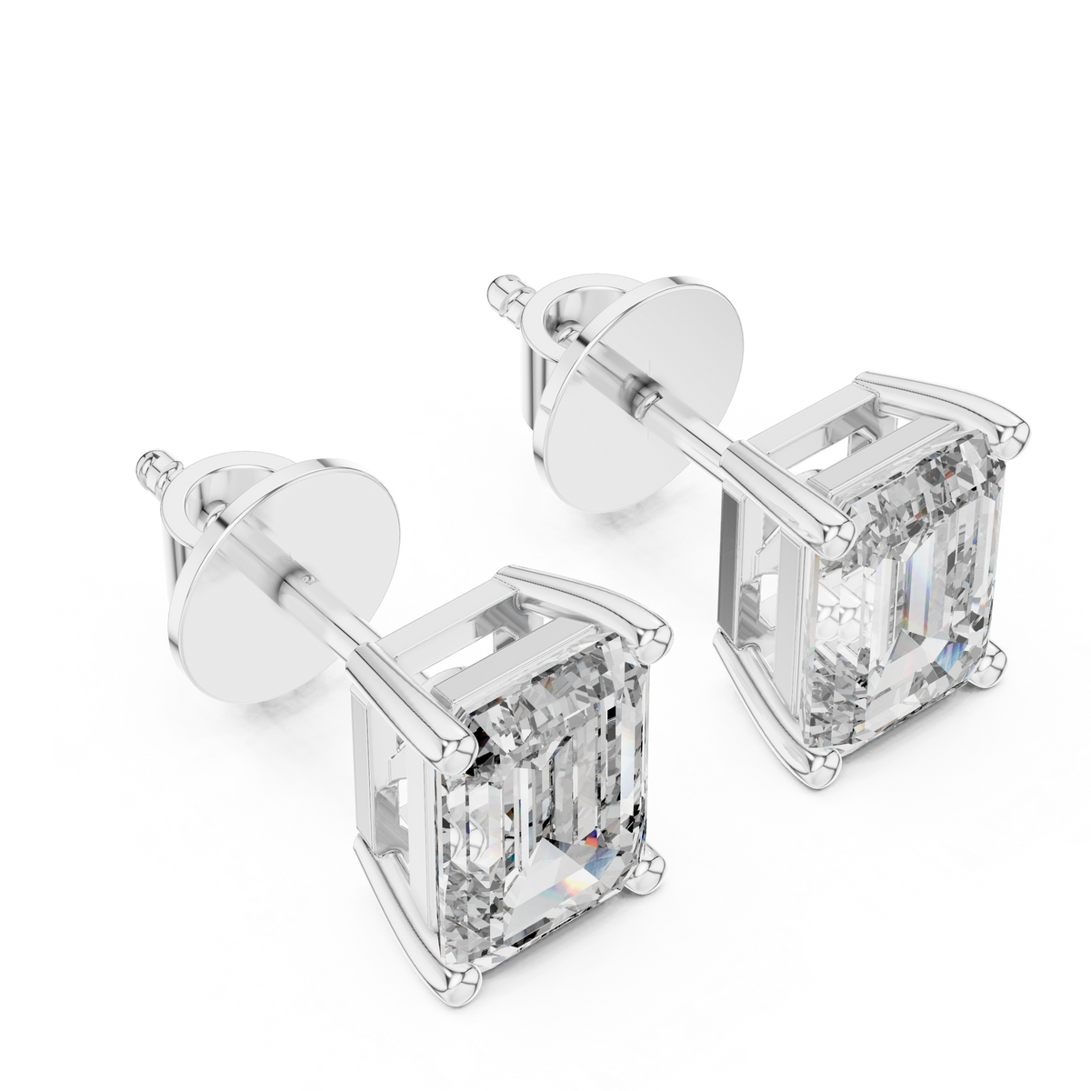 أقراط ألماس إمرلد سوليتير in White Gold - VYKA Diamonds
