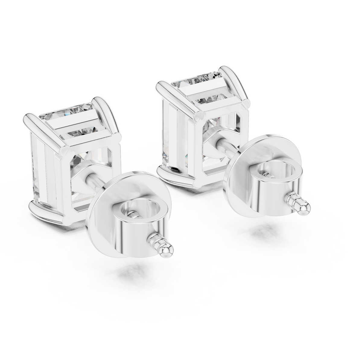 Emerald Cut Solitaire Diamond Stud Earrings