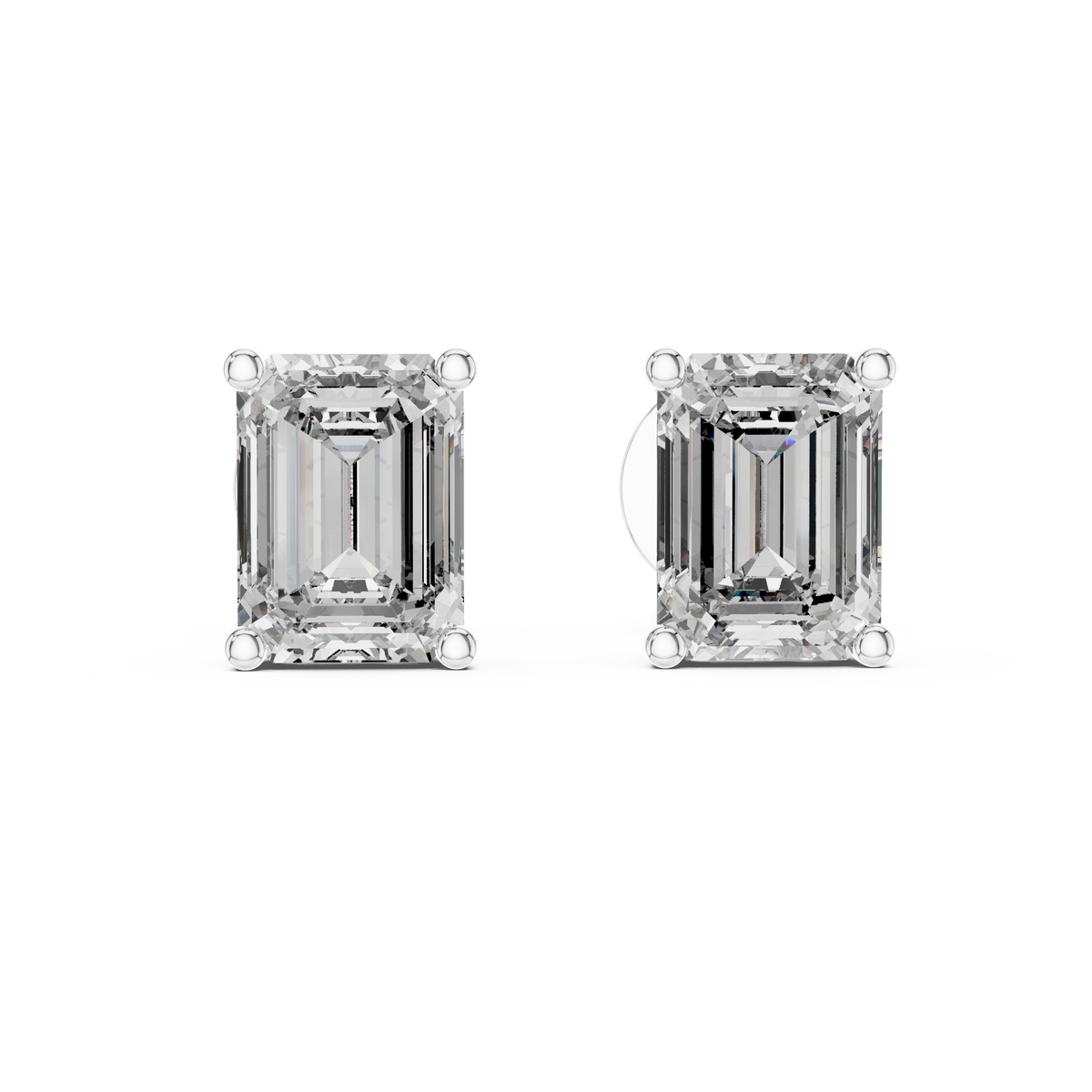 Emerald Cut Solitaire Diamond Stud Earrings