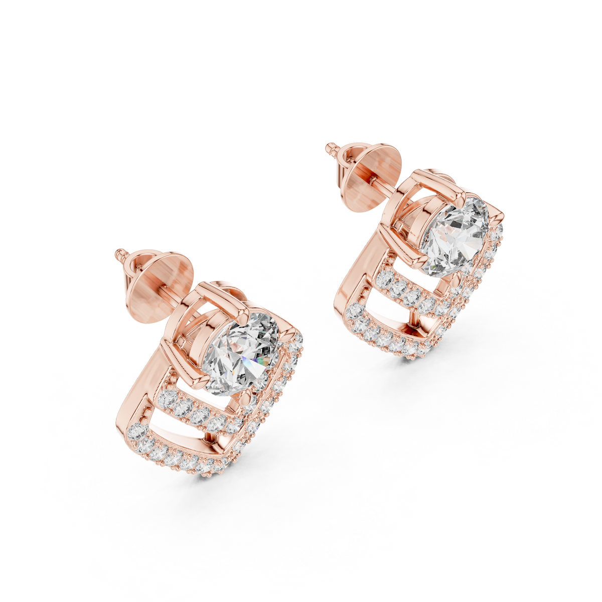 Chevron Diamond Stud Earrings