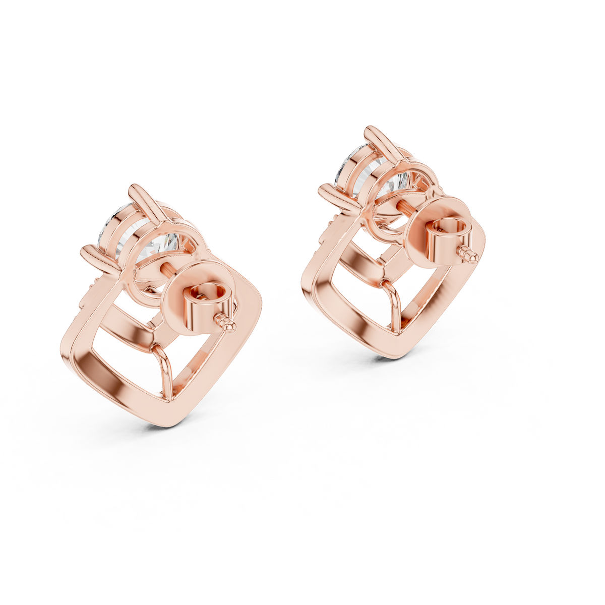 Chevron Diamond Stud Earrings in Rose Gold - VYKA Diamonds