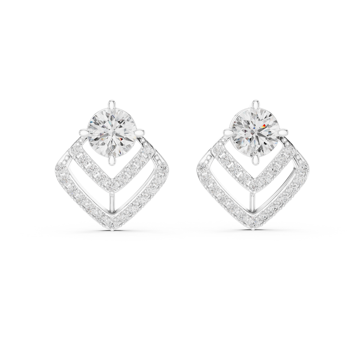 Chevron Diamond Stud Earrings