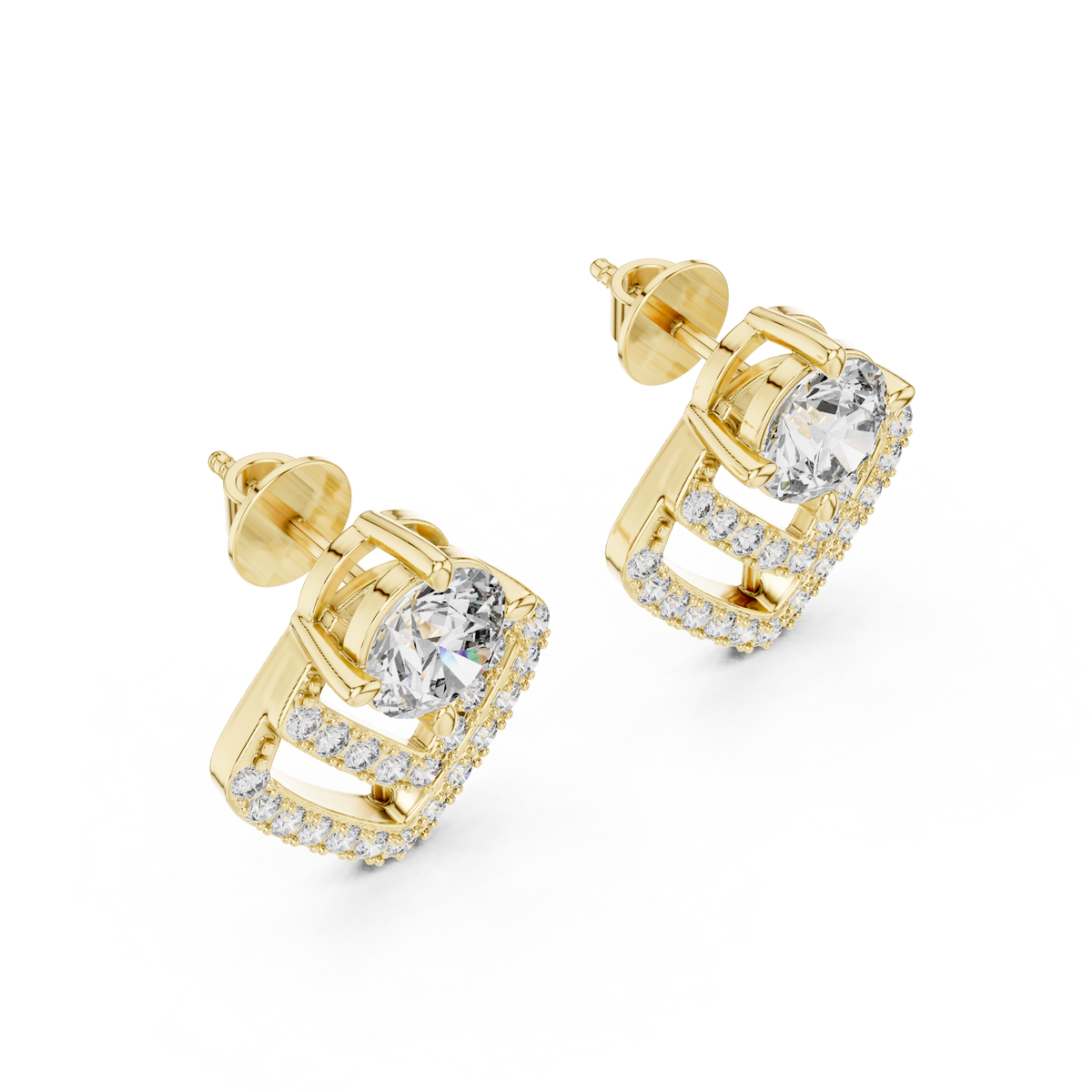 Chevron Diamond Stud Earrings