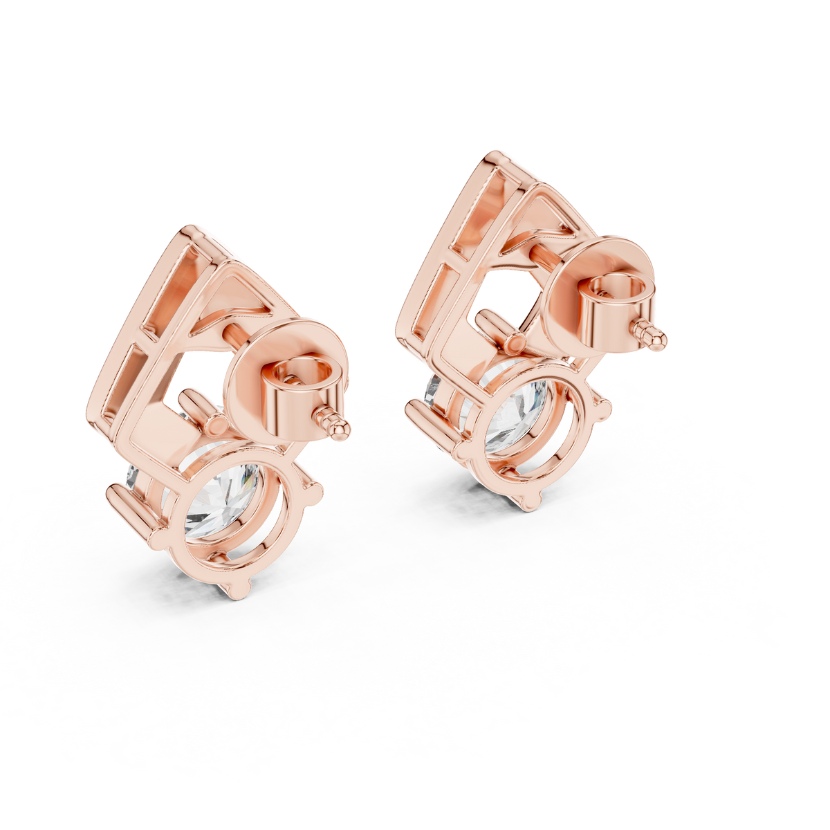 Geometric Diamond Drop Earrings in Rose Gold - VYKA Diamonds