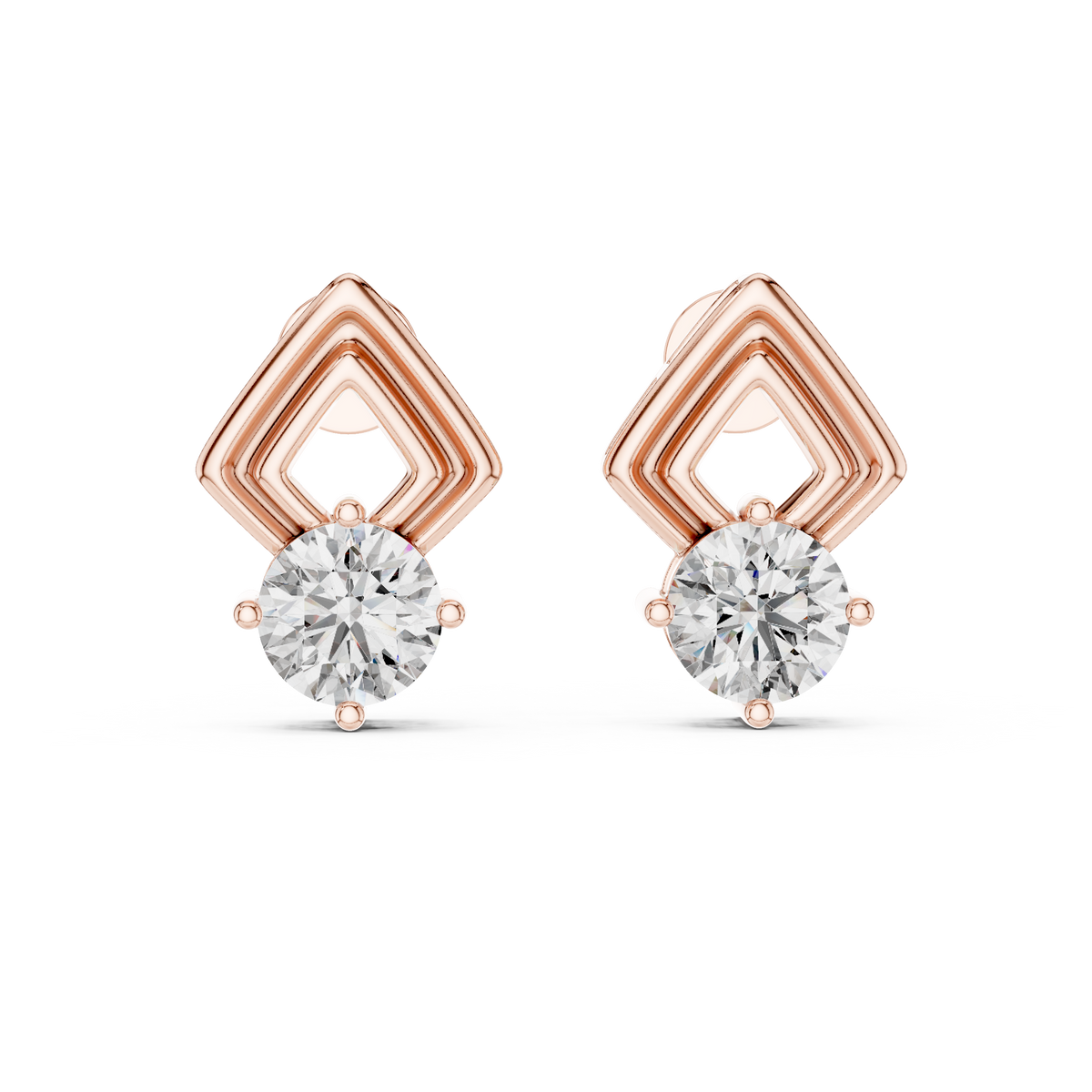 Geometric Diamond Drop Earrings