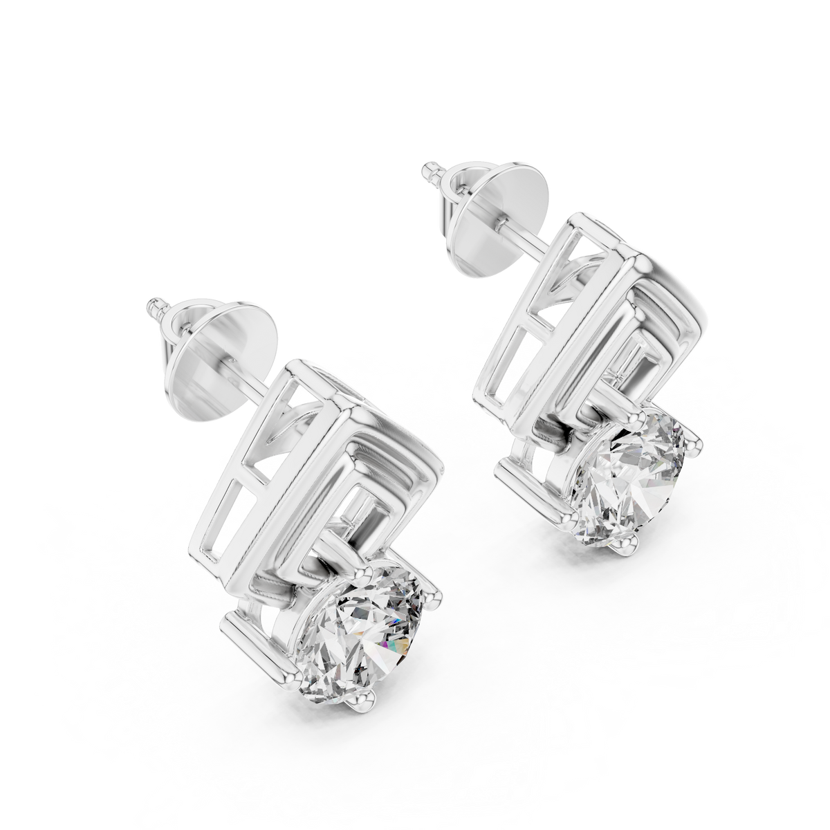 Geometric Diamond Drop Earrings in White Gold - VYKA Diamonds