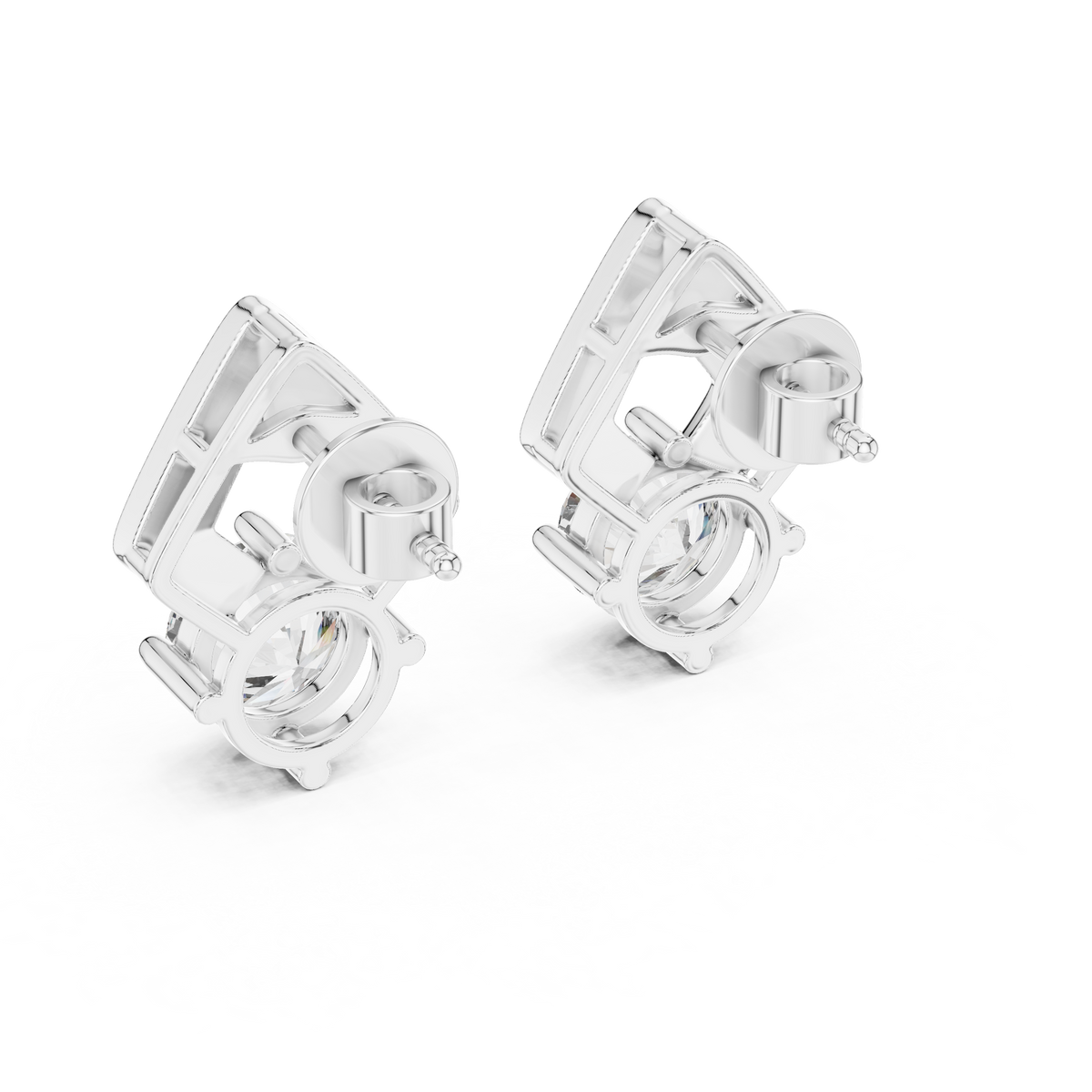 Geometric Diamond Drop Earrings in White Gold - VYKA Diamonds