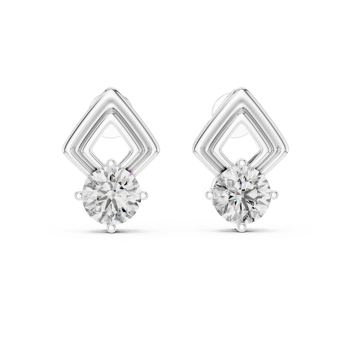 Geometric Diamond Drop Earrings