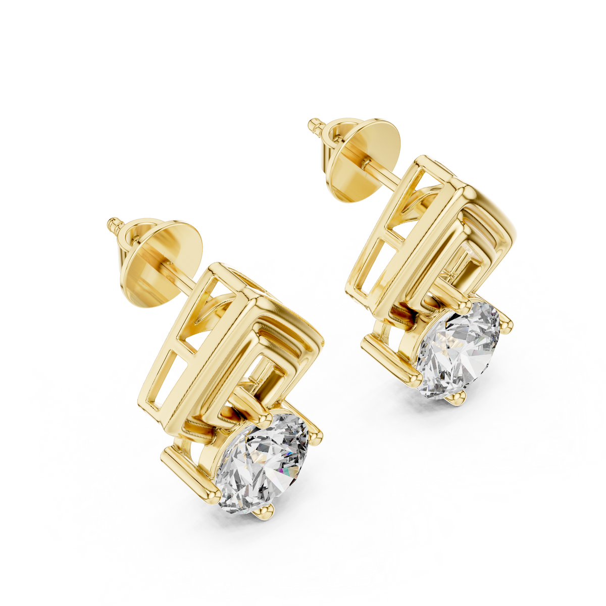 Geometric Diamond Drop Earrings