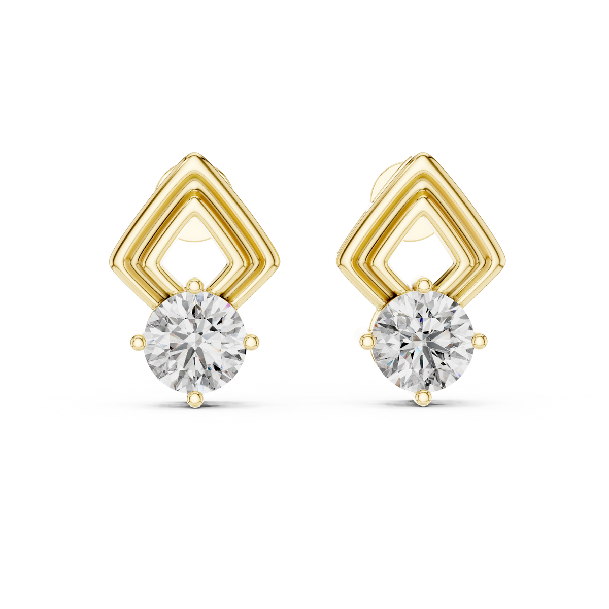 Geometric Diamond Drop Earrings in Yellow Gold - VYKA Diamonds