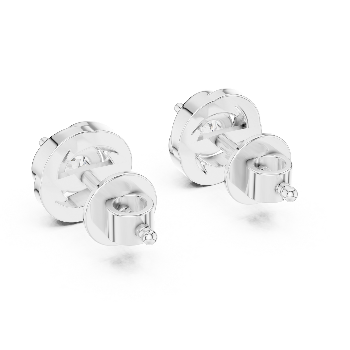 Twisted Bezel Solitaire Diamond Stud Earrings in White Gold - VYKA Diamonds