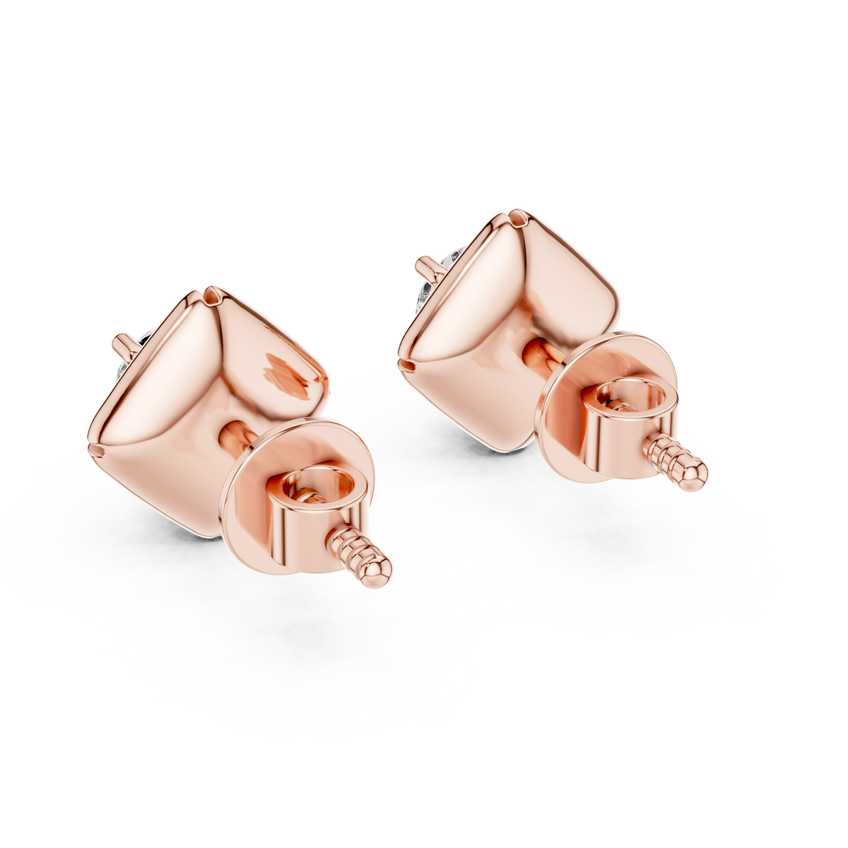 Kite Bezel Solitaire Diamond Stud Earrings in Rose Gold - VYKA Diamonds