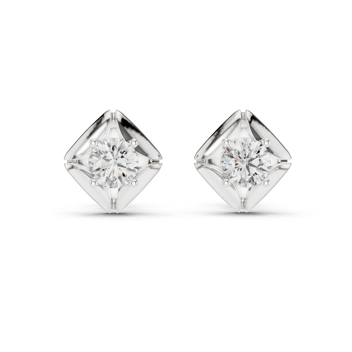 Kite Bezel Solitaire Diamond Stud Earrings
