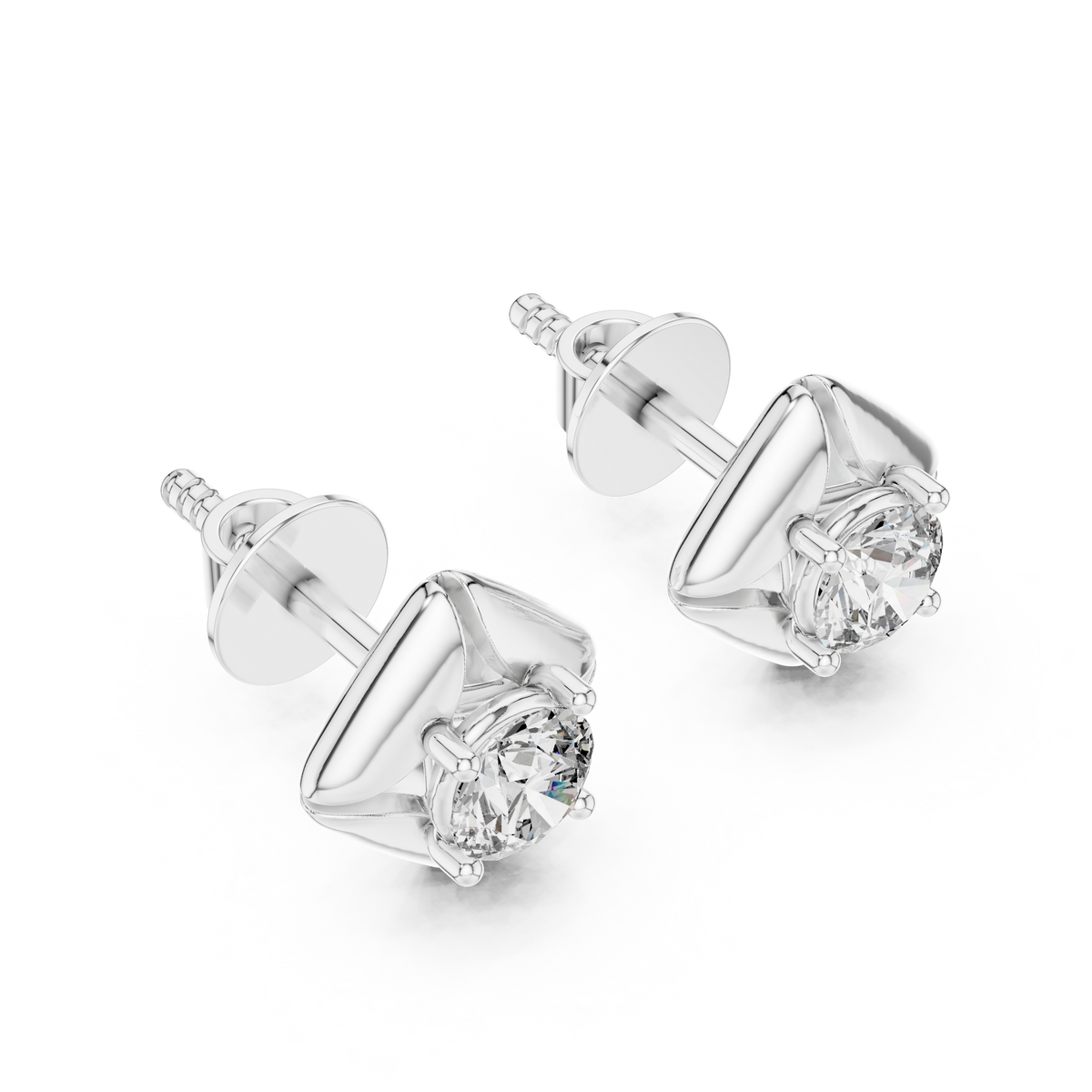 Kite Bezel Solitaire Diamond Stud Earrings