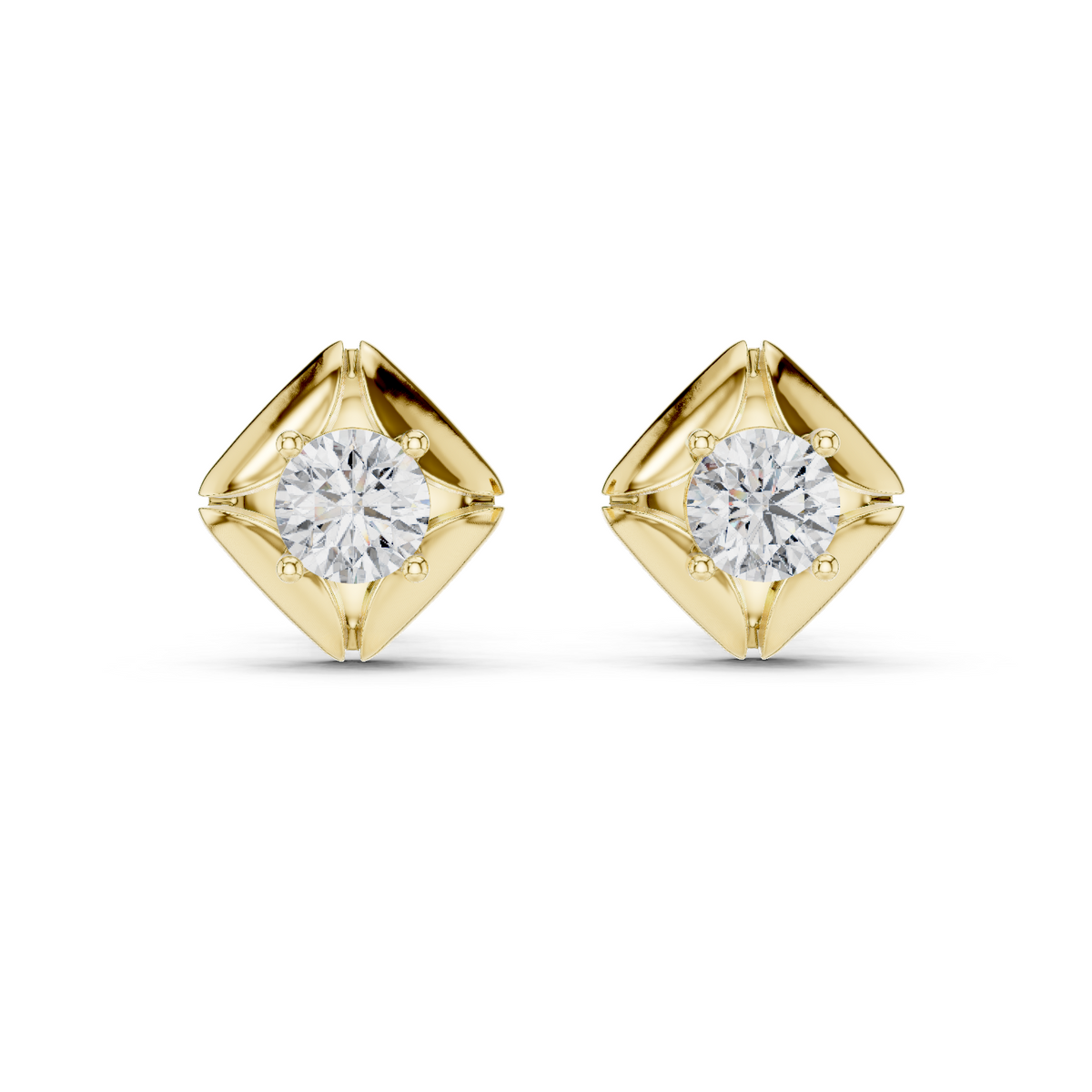 Kite Bezel Solitaire Diamond Stud Earrings