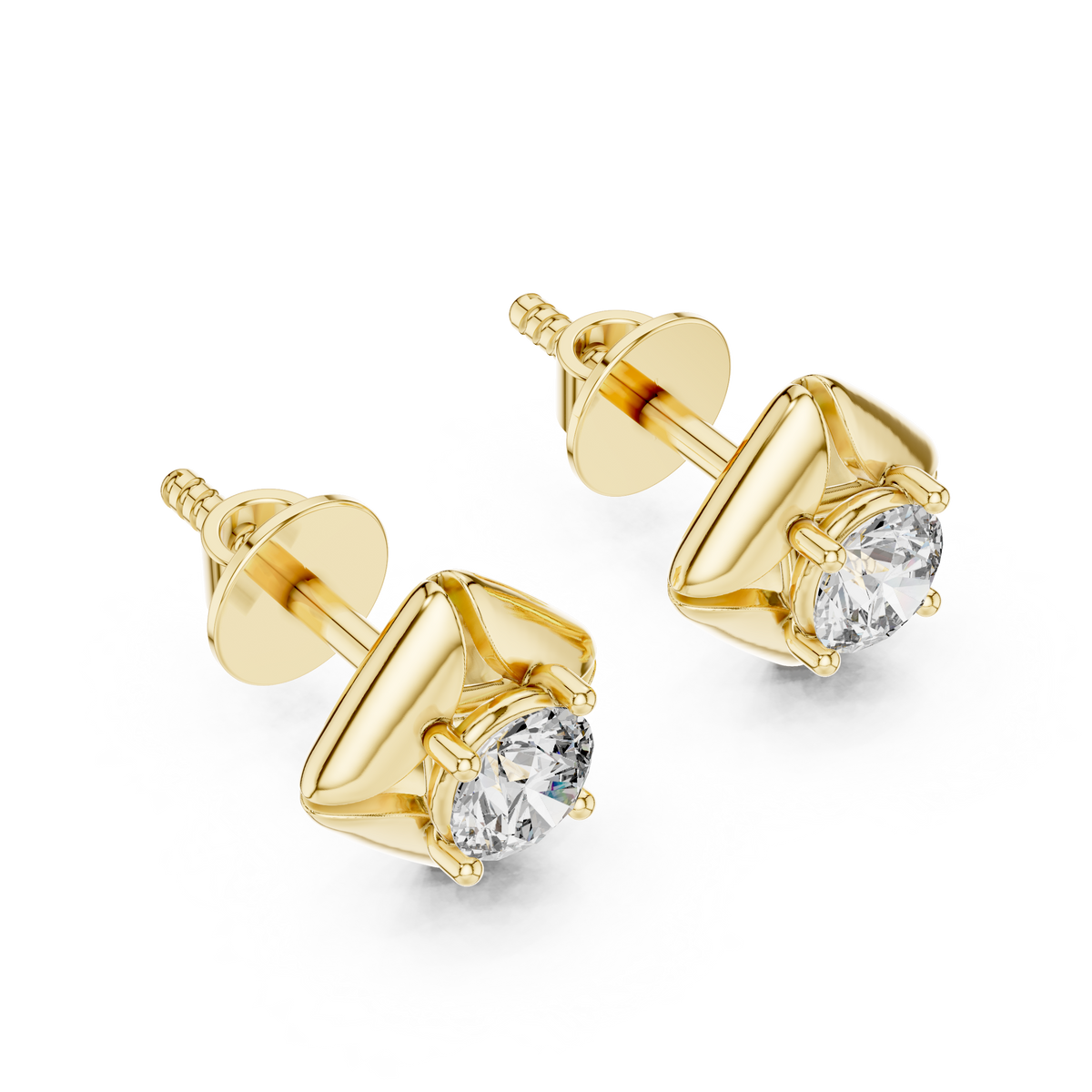Kite Bezel Solitaire Diamond Stud Earrings