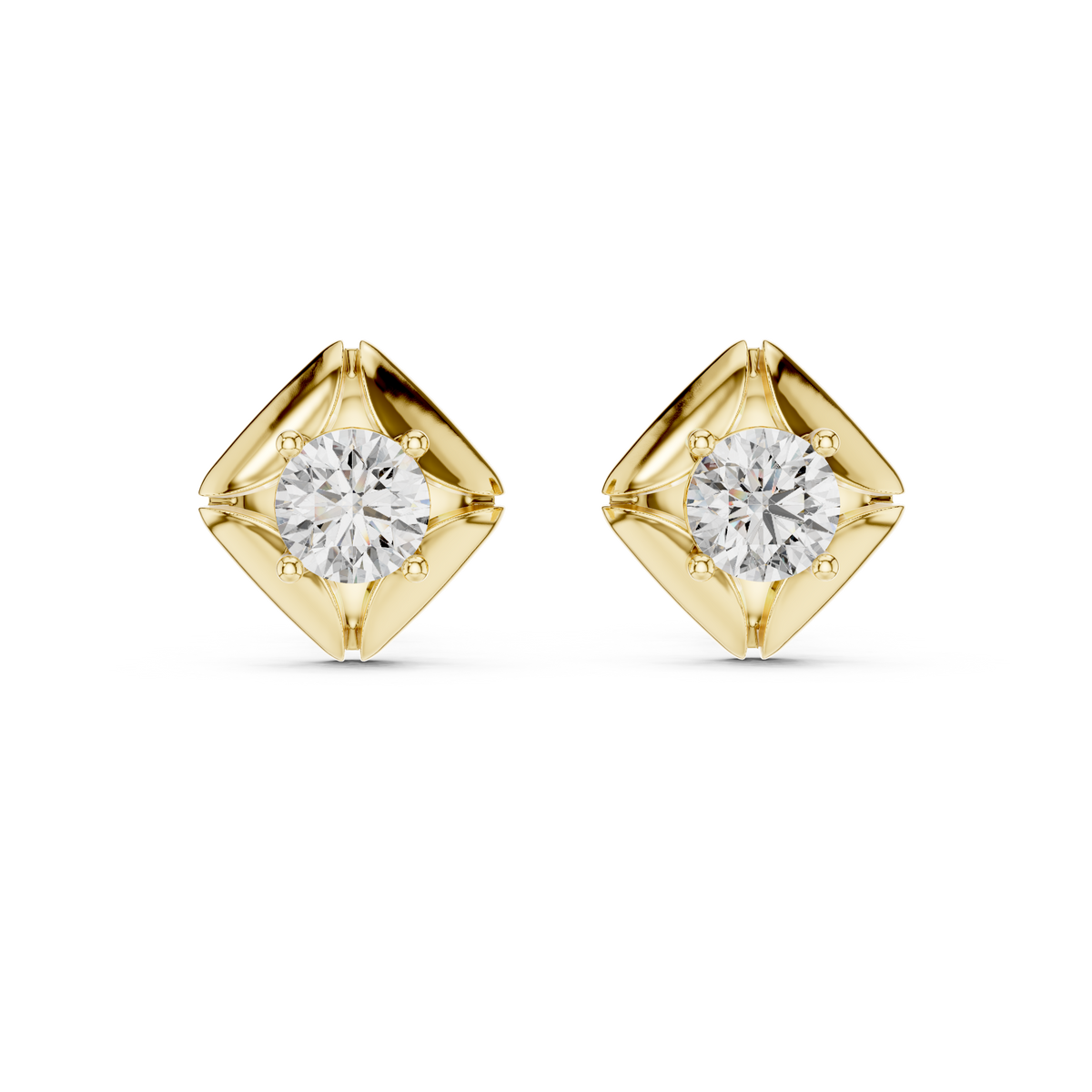 Kite Bezel Solitaire Diamond Stud Earrings